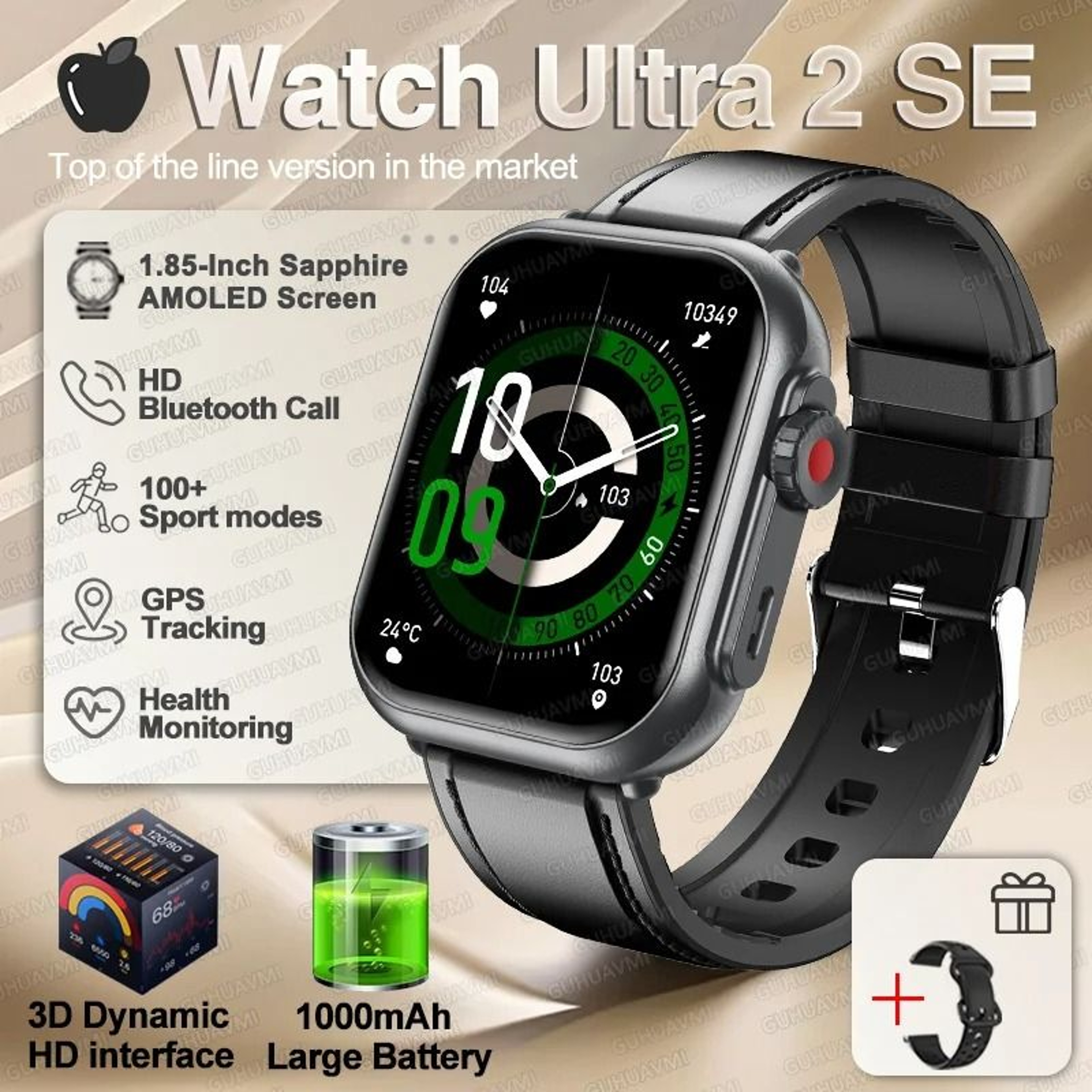 Ultra 2 Series Smart Watch  1000mAh Battery  GPS  Executive AMOLED Bluetooth Call Sport System 9
