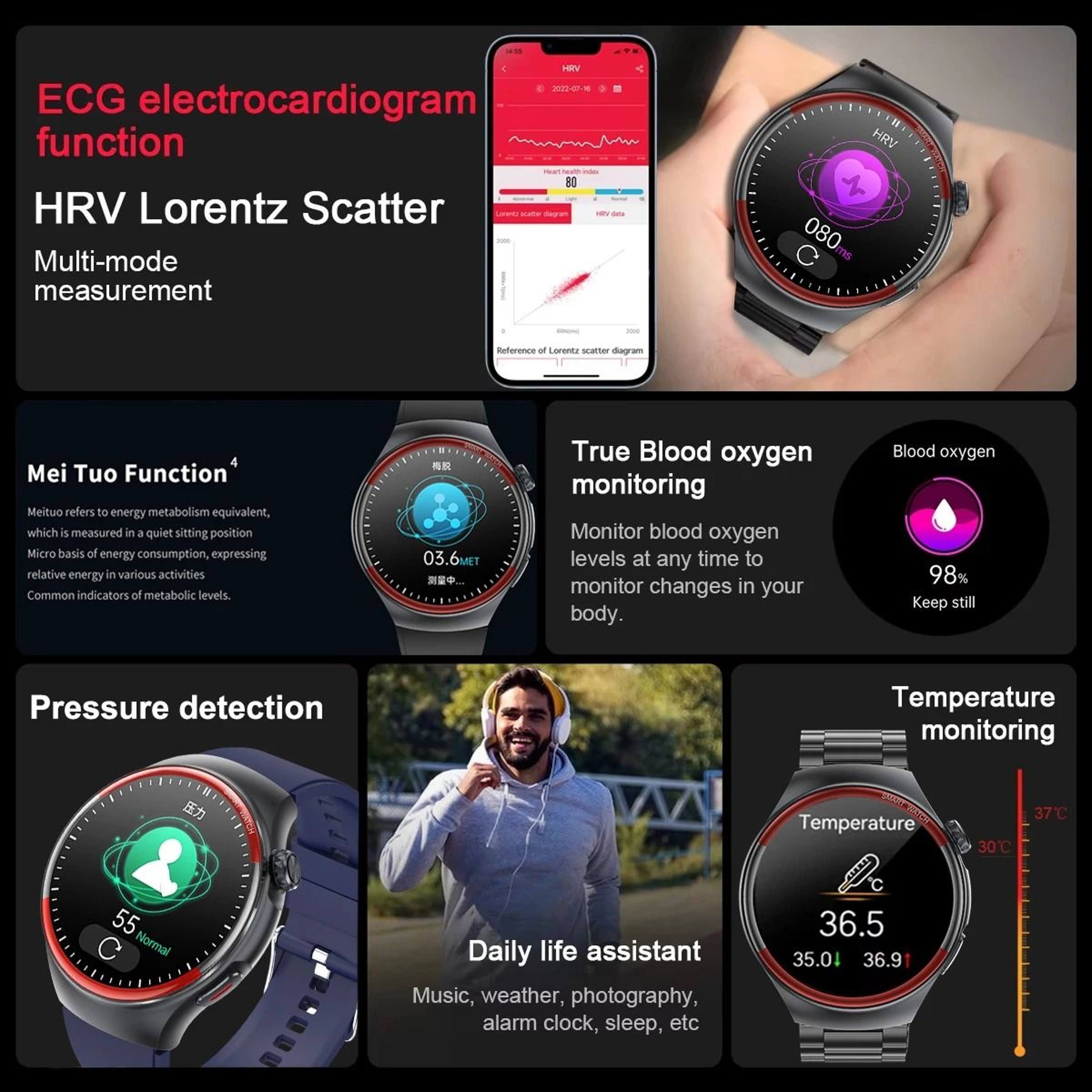 2025 Nursing Health Laser Smartwatch  Blood Pressure  Pulse Monitor  Executive Wellness Bluetooth C 2