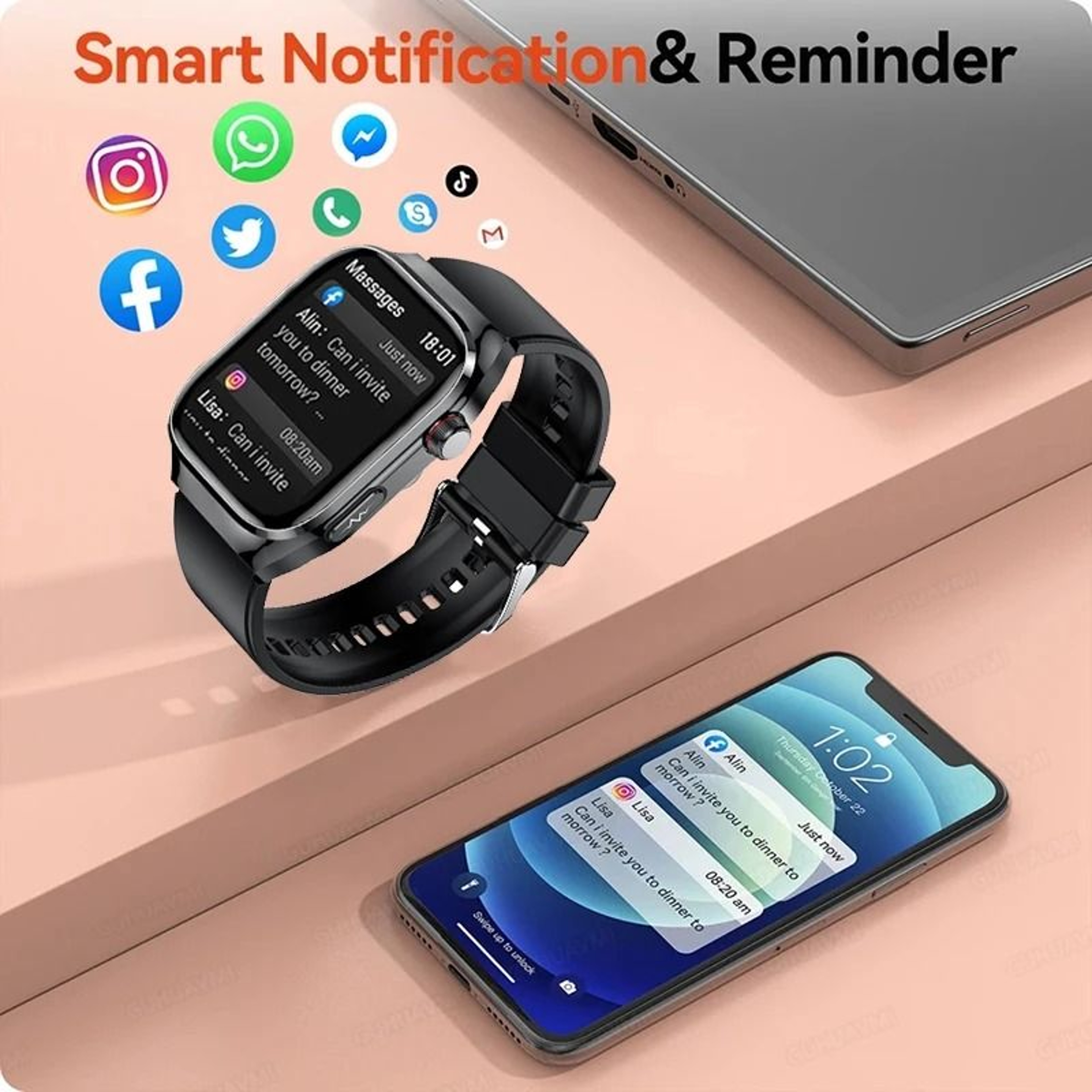 2025 Uric Acid  Blood Fat Smartwatch  ECGPPG Laser Health Care  Executive Metabolic Monitoring Suit 4