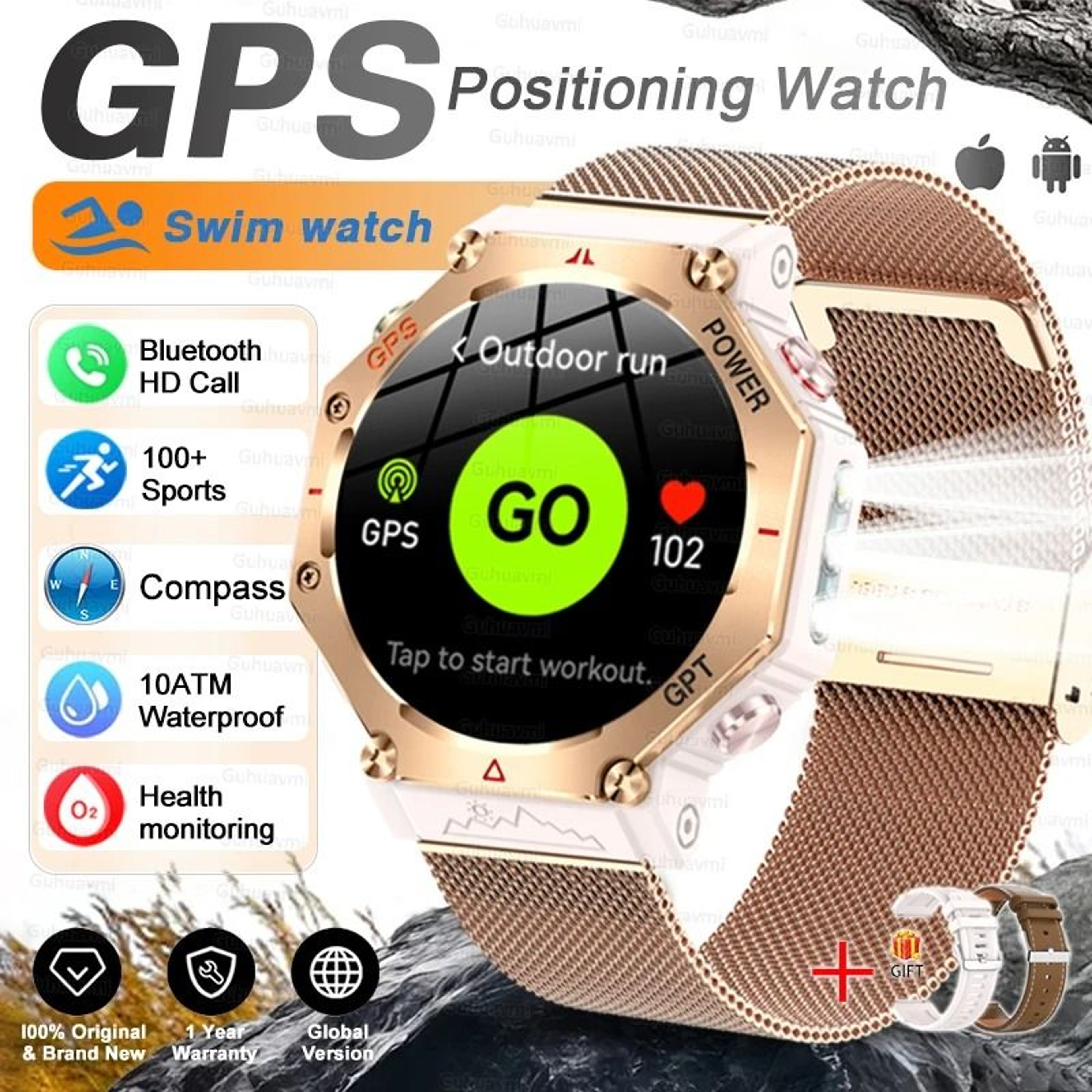 TRex 3 Ultra Military Grade Smartwatch  10ATM Waterproof  GPS  Executive HD Call Altimeter Sports S 15