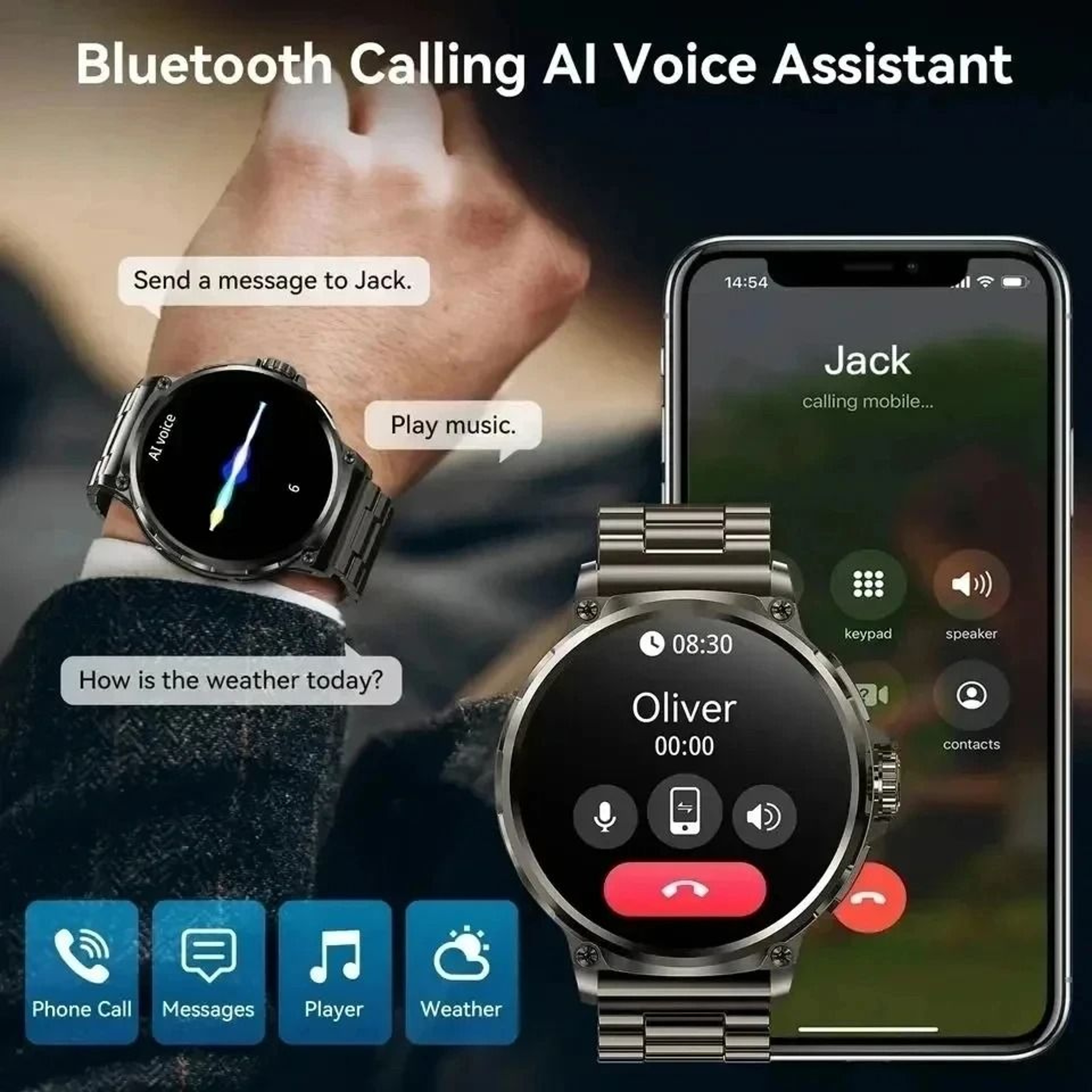 185inch Ultra HD AMOLED Smartwatch  GPS  Bluetooth Call  Executive 710mAh Sport Fitness System 3