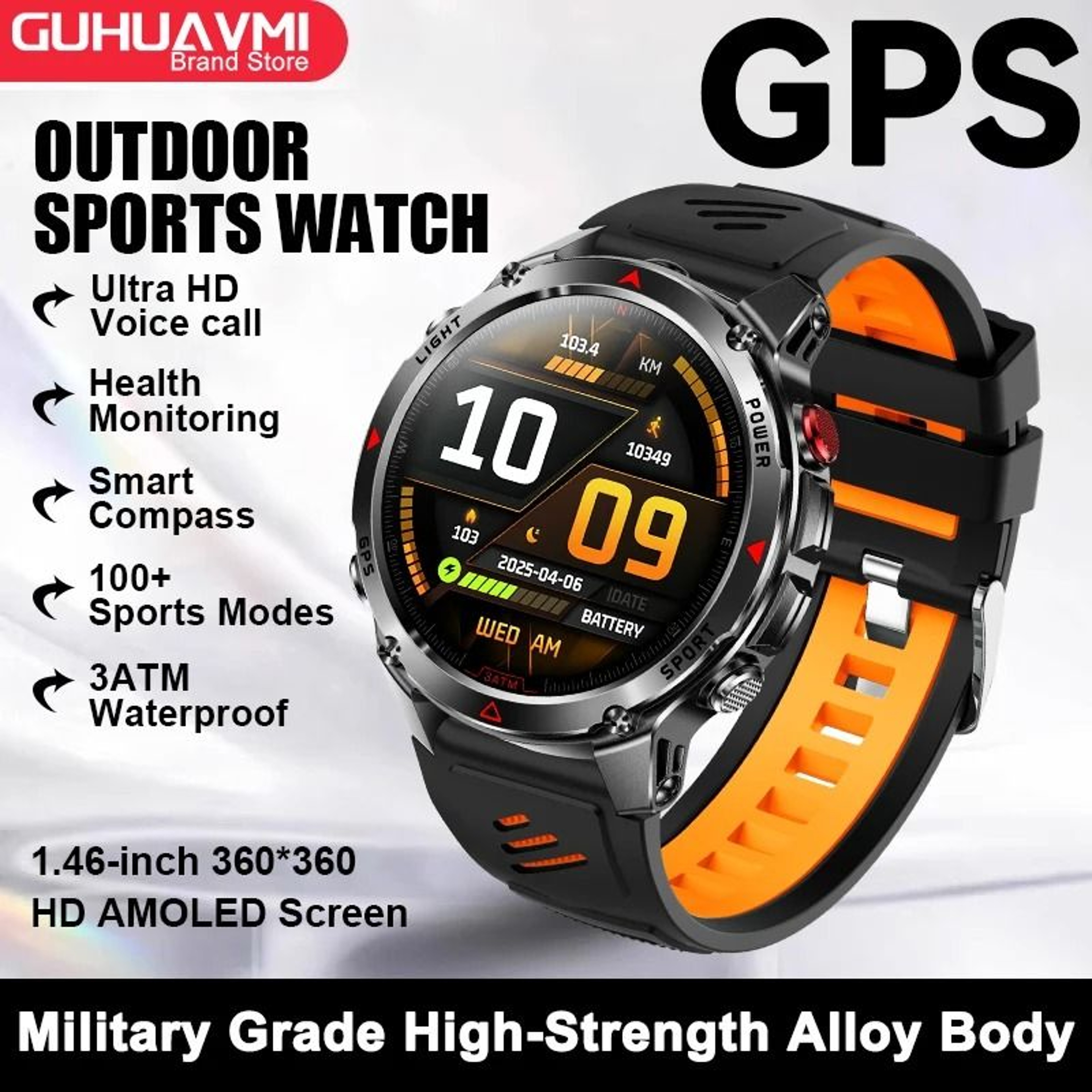 2025 GPS Map Navigation Smartwatch  AMOLED HD Display  Compass  Executive 3ATM Waterproof NFC Bluet 10