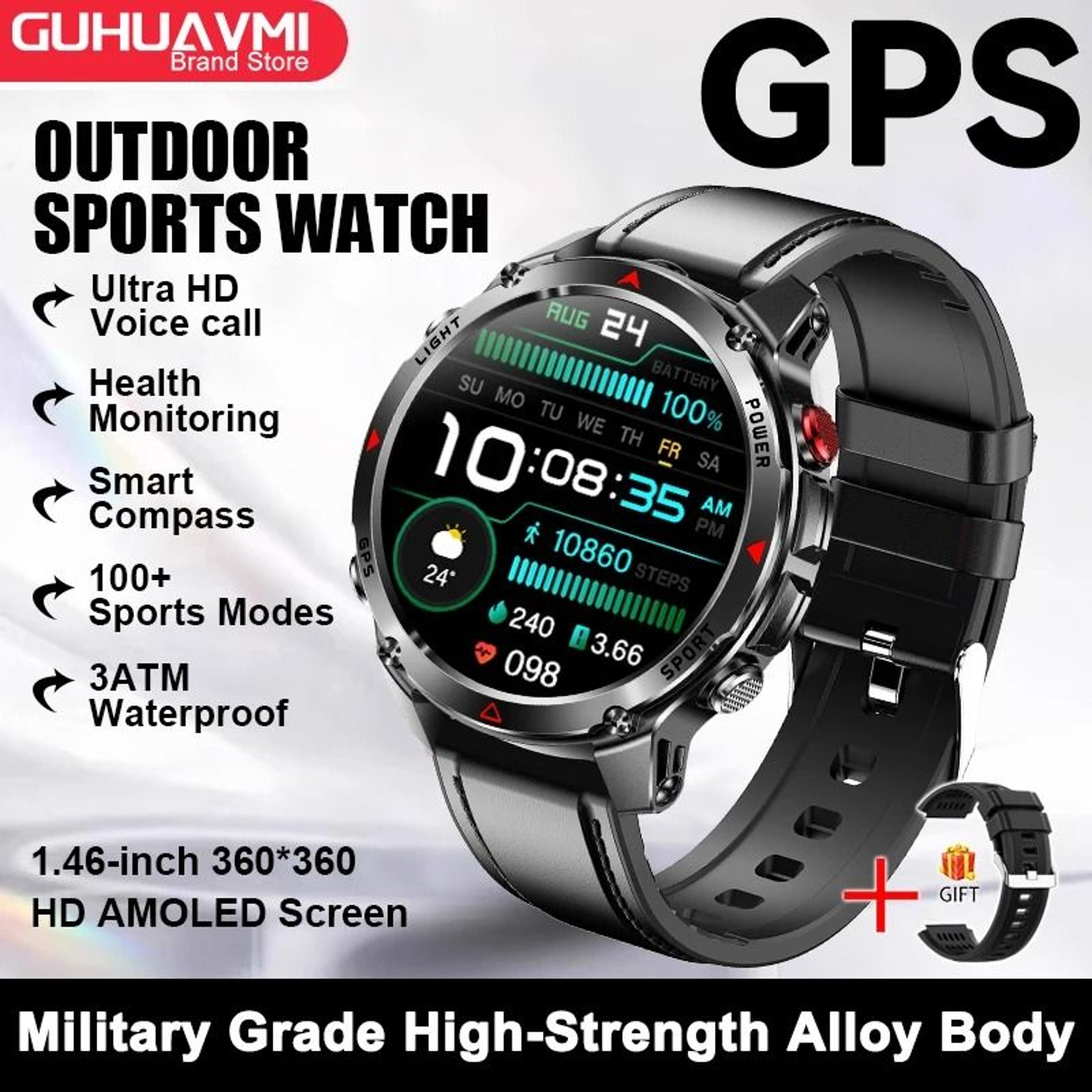 2025 GPS Map Navigation Smartwatch  AMOLED HD Display  Compass  Executive 3ATM Waterproof NFC Bluet 14