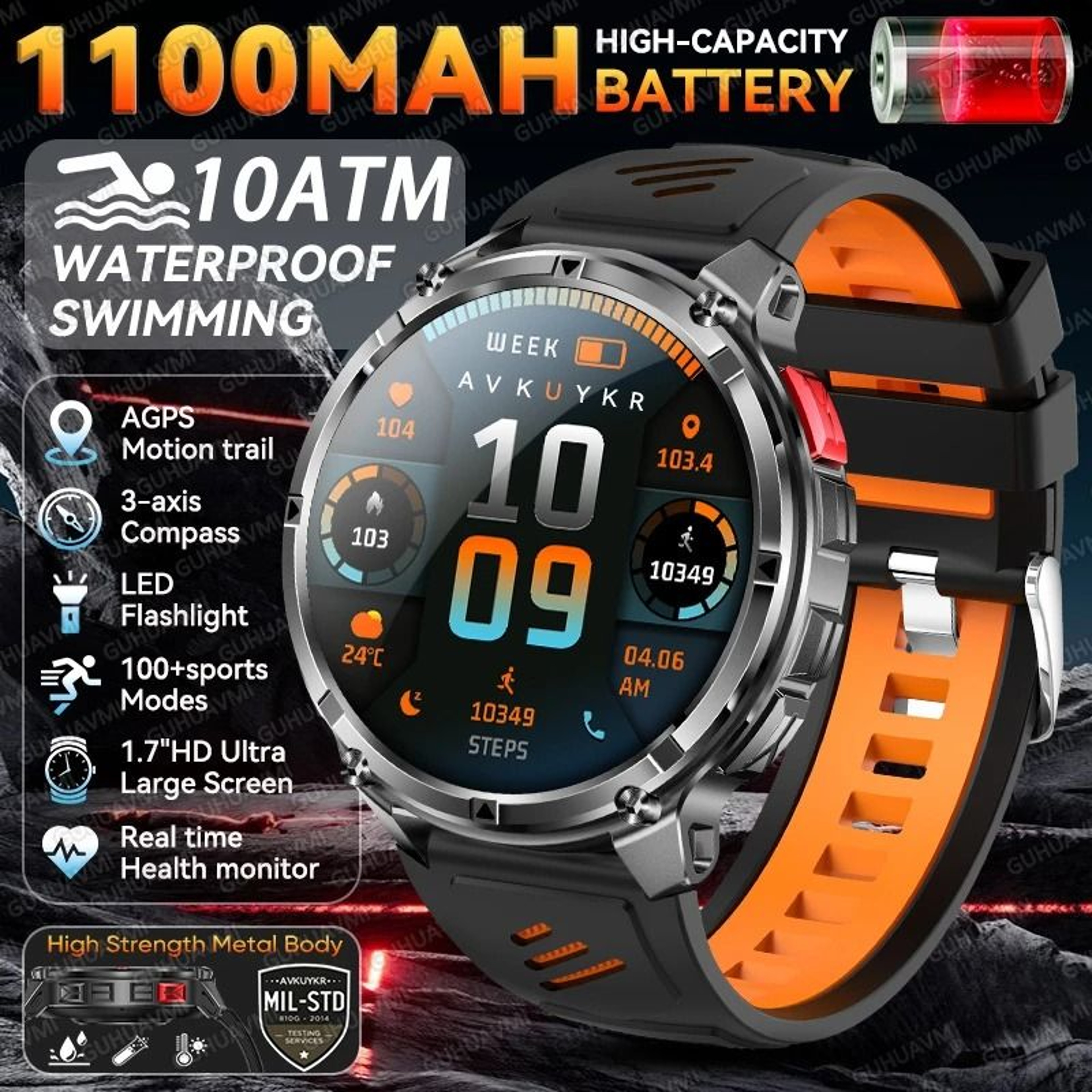 2026 TRex 3 Pro Smartwatch  1100mAh UltraBattery  DualBand GPS  Executive 10ATM Military Grade Outd 9