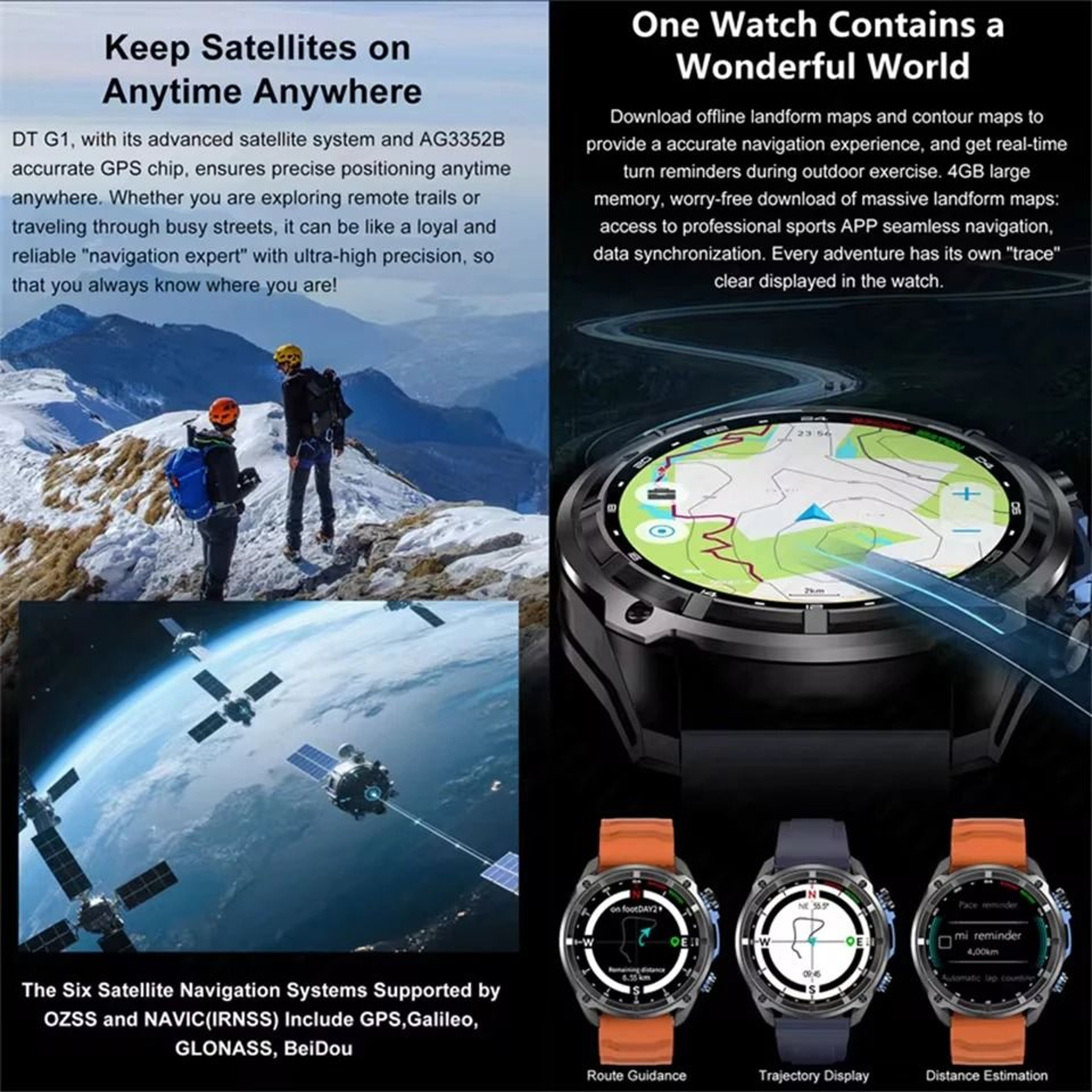 TRex 3 Pro Tactical GPS Smartwatch  Offline Maps  4GB Memory  10ATM Military Grade 1000mAh Sports T 2