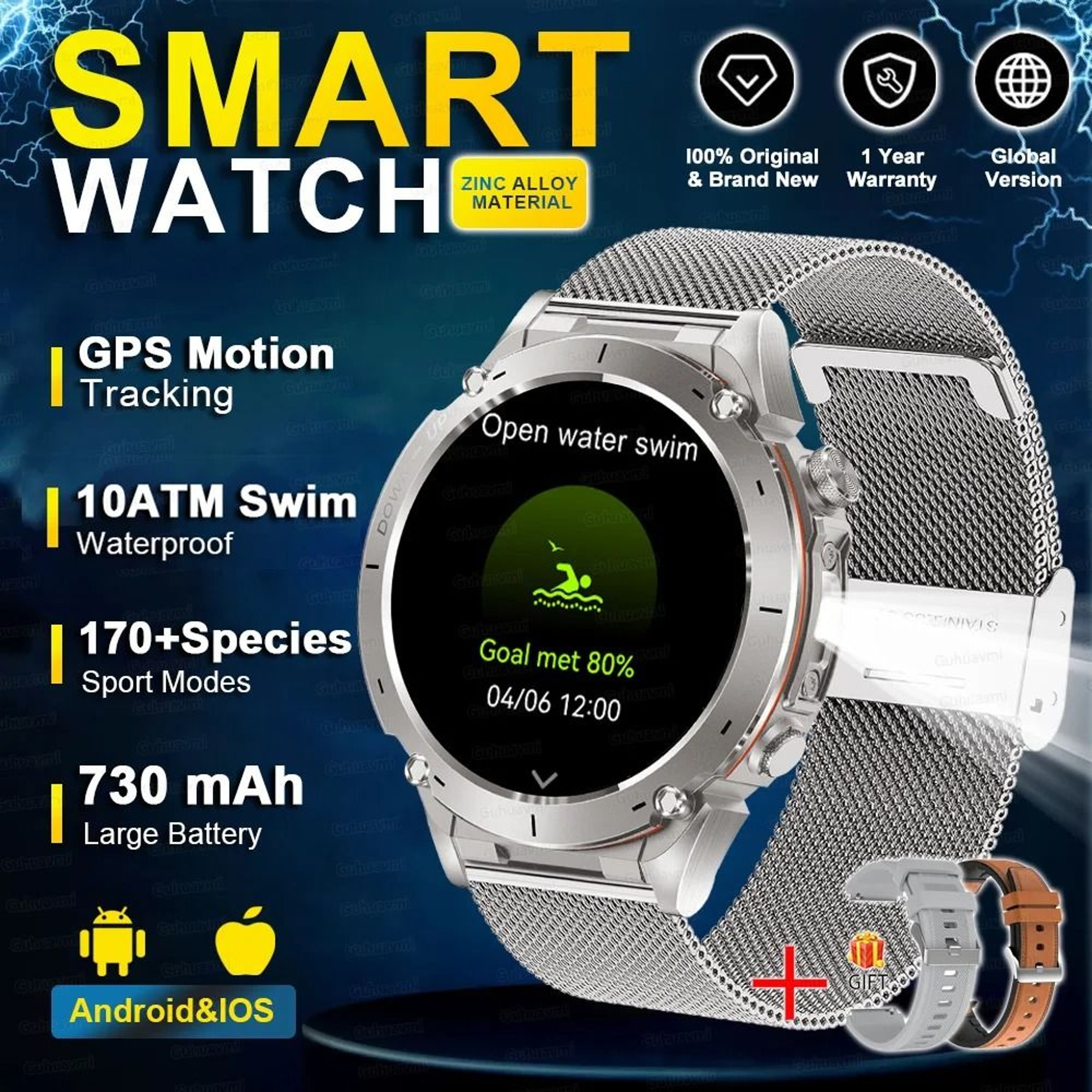 Genuine Stratos 4 GPS Smartwatch  143 AMOLED HD Display  Executive Compass  Barometric Altimeter Su 14