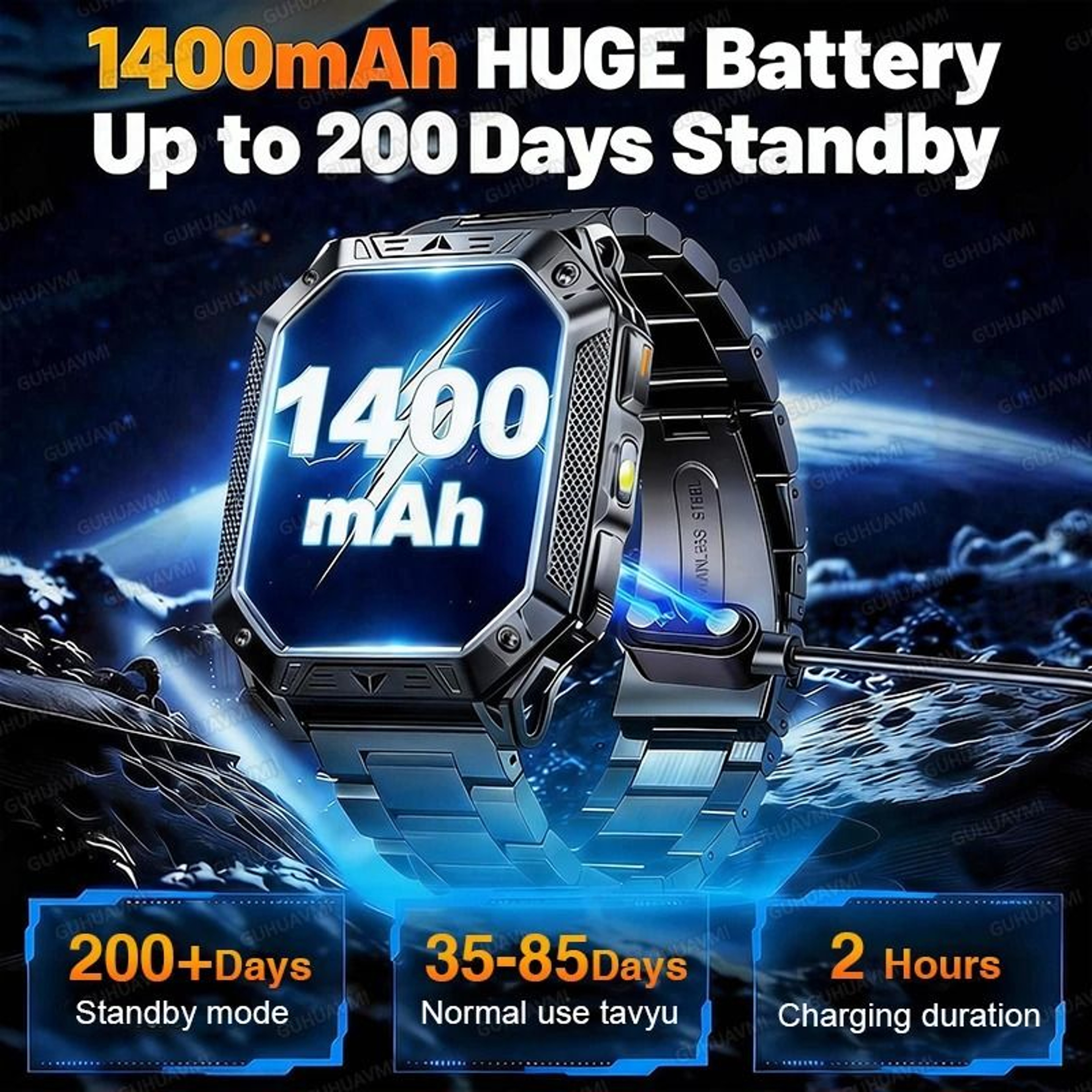 TANK Elite Military GPS Smartwatch  1400mAh Battery  201 AMOLED  Executive 10ATM SOS  Flashlight Sy 1