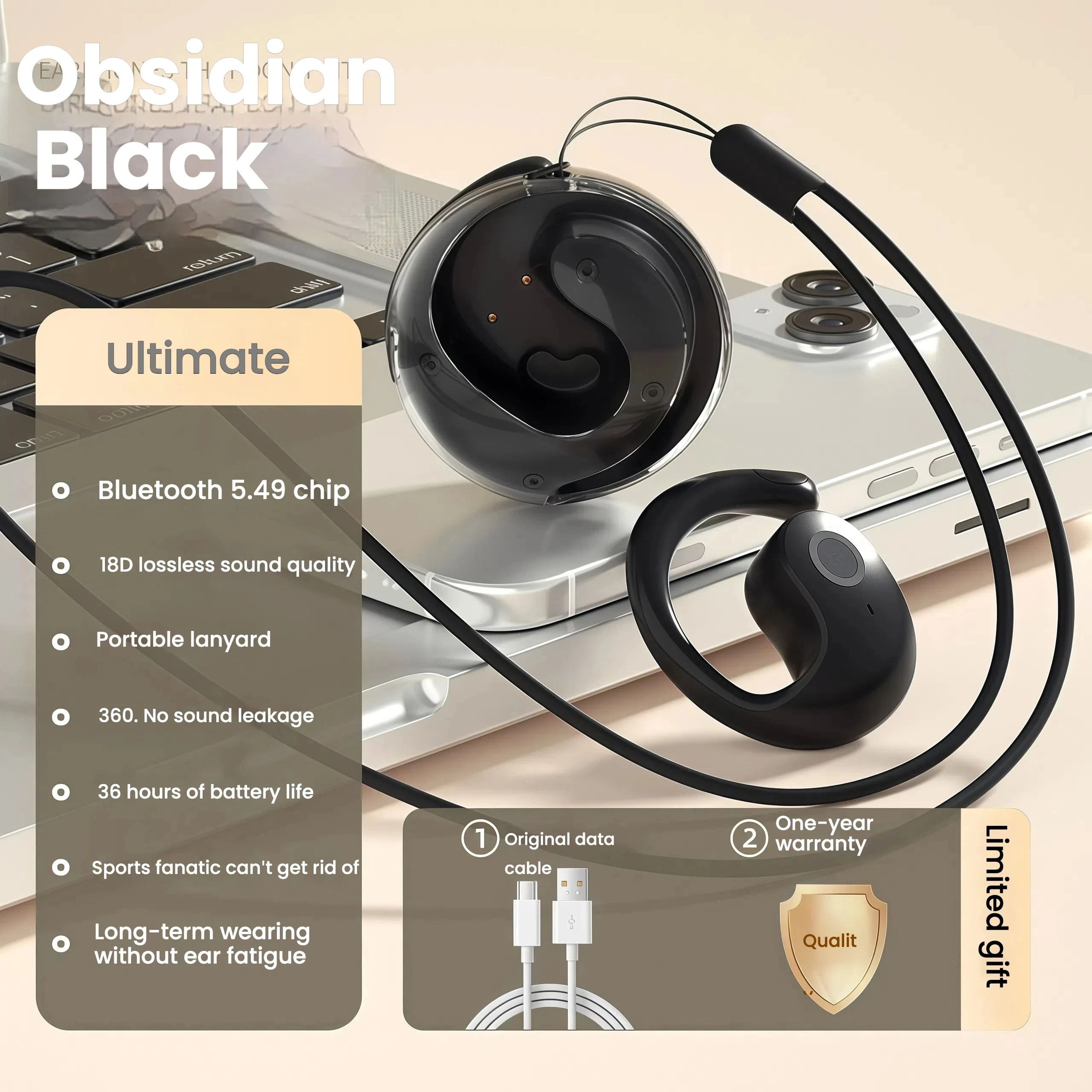 OWS BY01 AI Translation Earphones  150 Language Ceramic Speaker  Executive HangingEar Wireless Audi 3