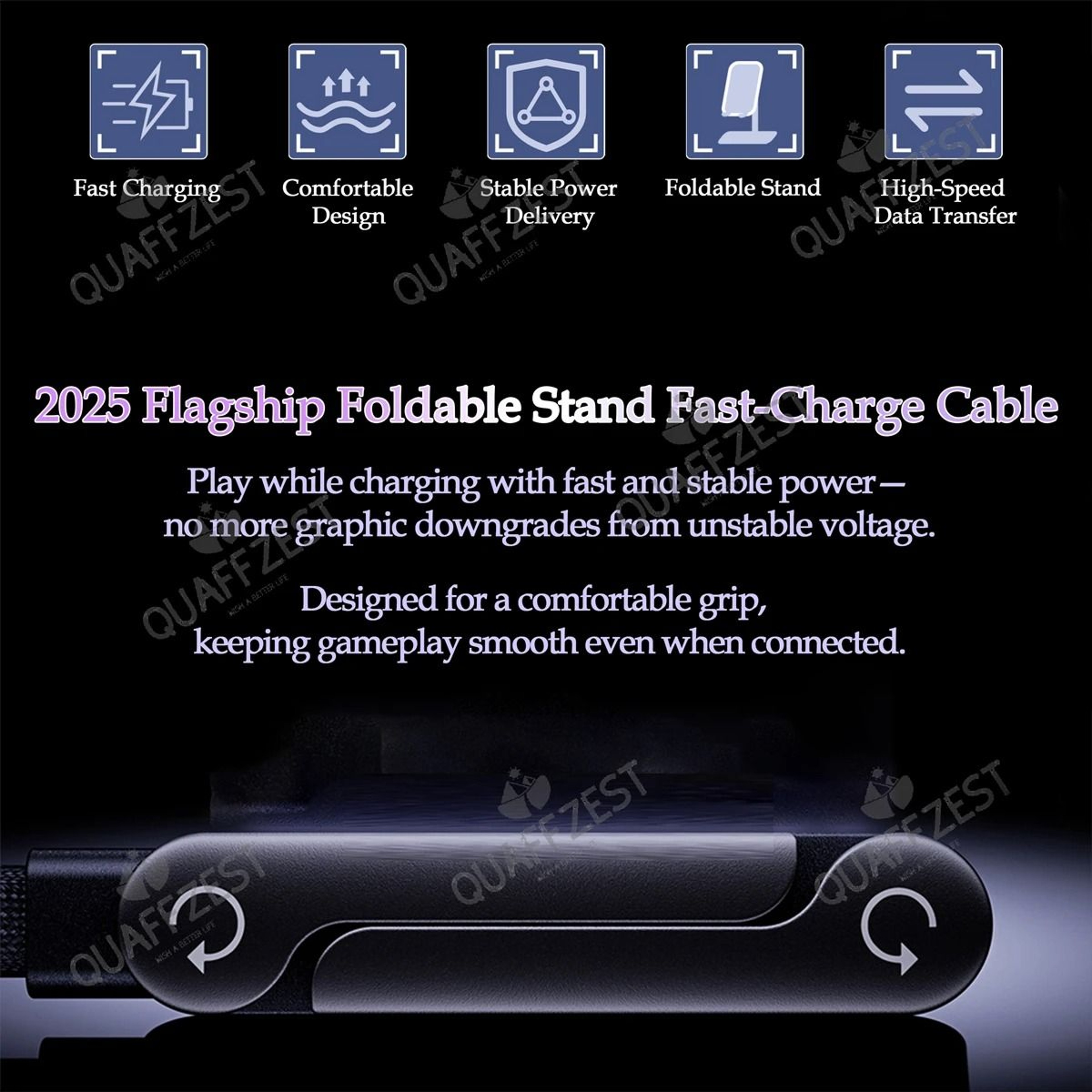240W PD Fast Charging Foldable Holder Cable  TypeC 15m Reinforced Line  Boutique Digital Power Sanc 5