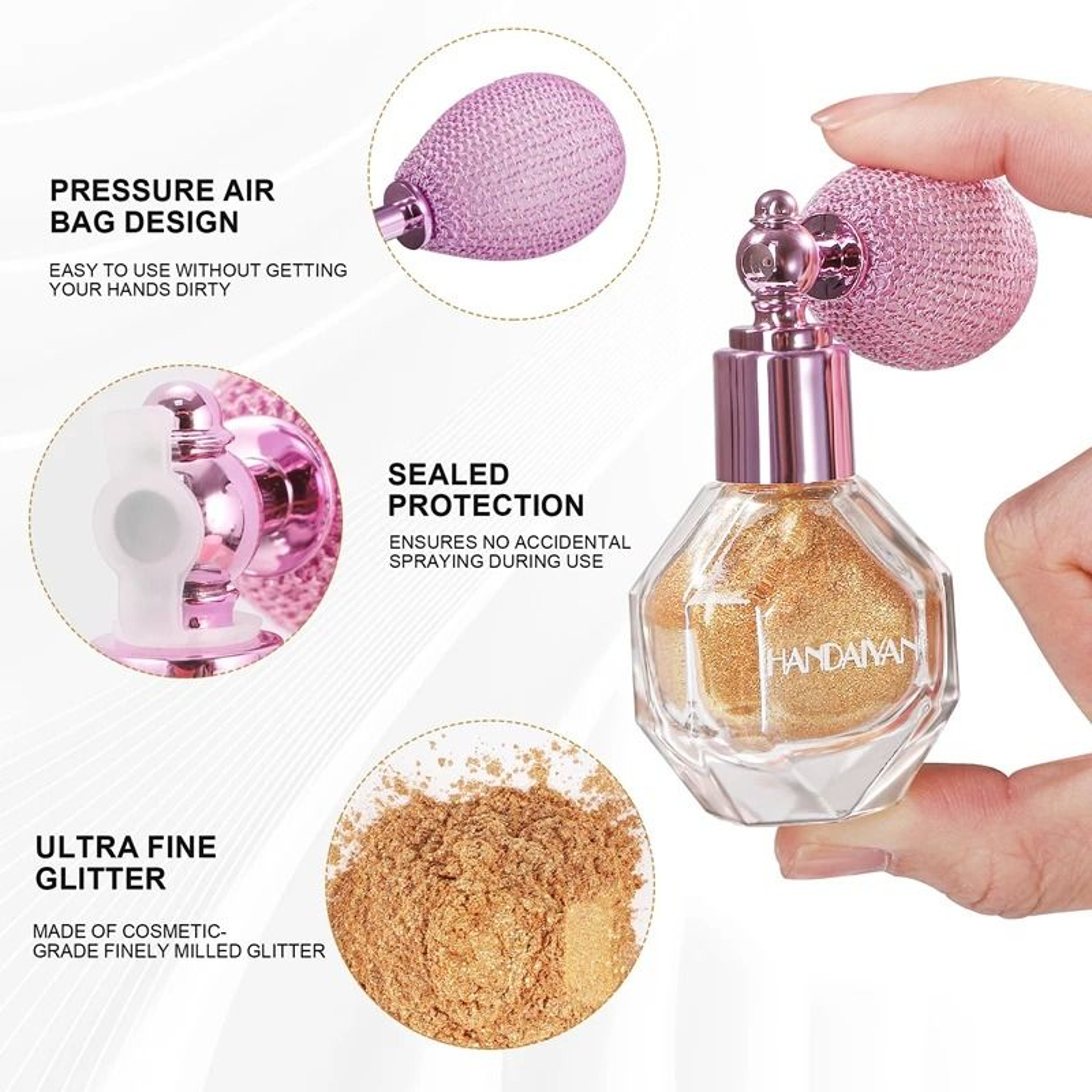 Glitter Highlight Body Mist  Vintage Bulb Atomizer System  Boutique Radiance Sanctuary 5