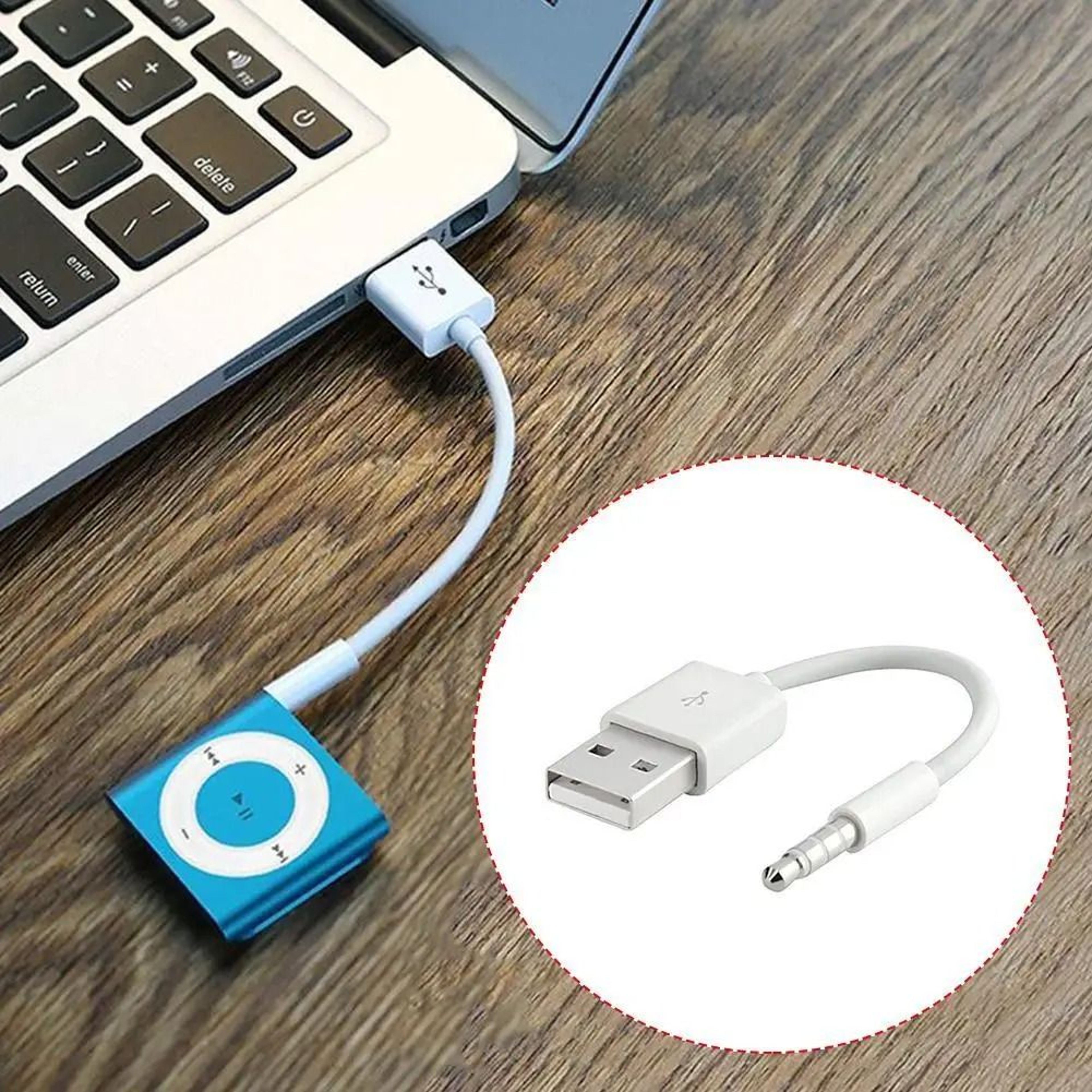 USB To 35mm Sync Data And Audio Charger Cable For IPod Shuffle 3rd 4th 5th 6th Generation High Spee 2