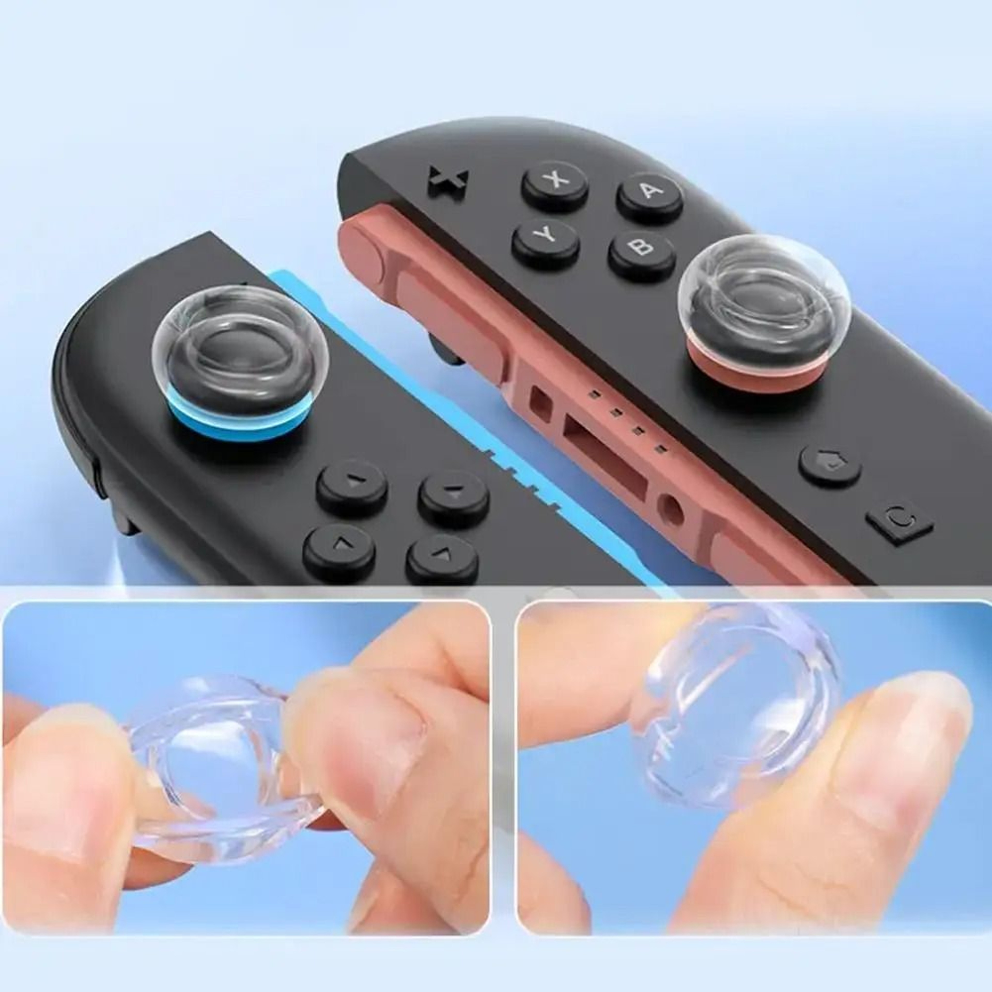 IINE Transparent Thumb Grip Caps For Nintendo Switch 2 Protective Joystick Covers With Soft Silicon 3