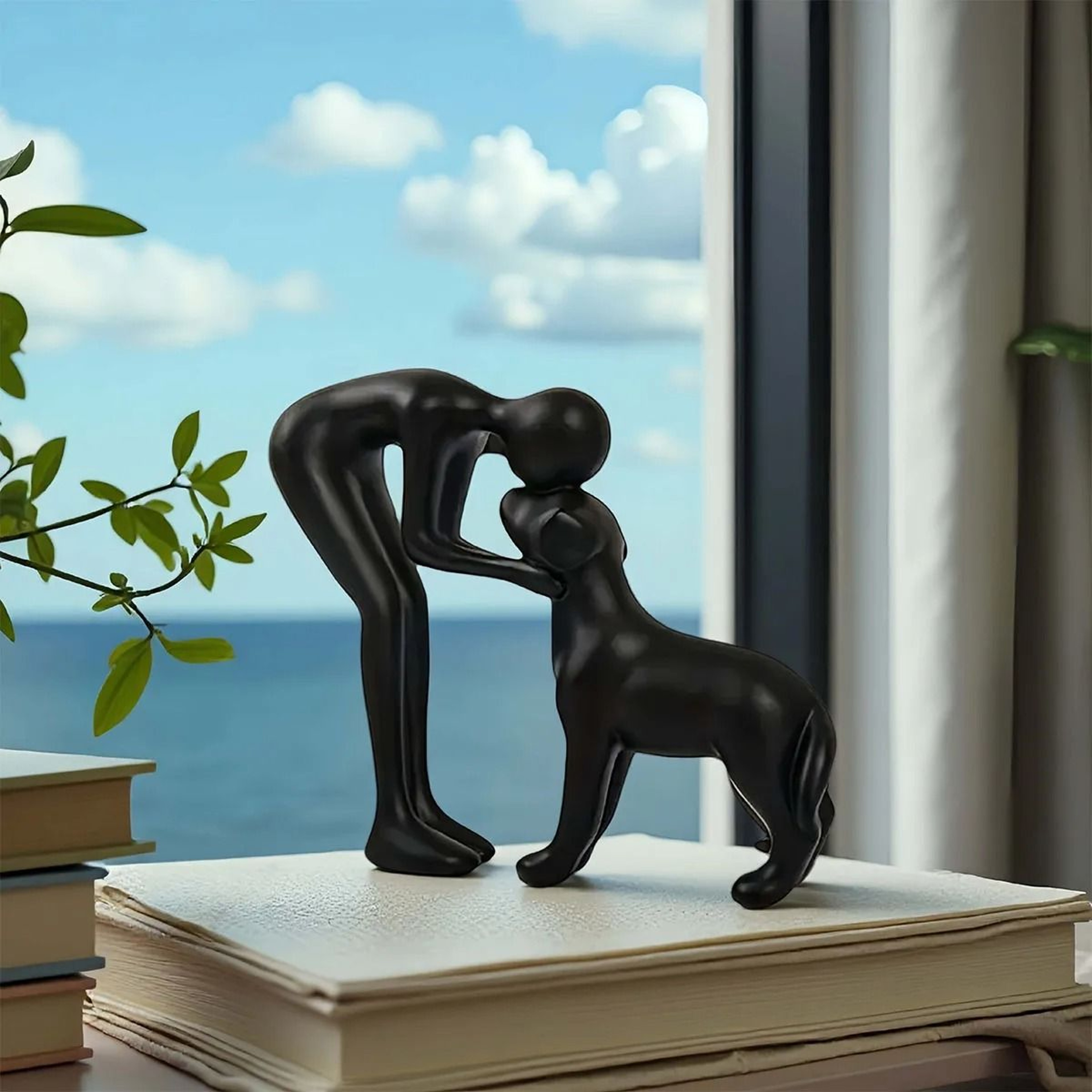 Minimalist Dog  Owner Emotional Sculpture  HighFidelity Sculptural Desktop Decor  Heartfelt Home Ga 3