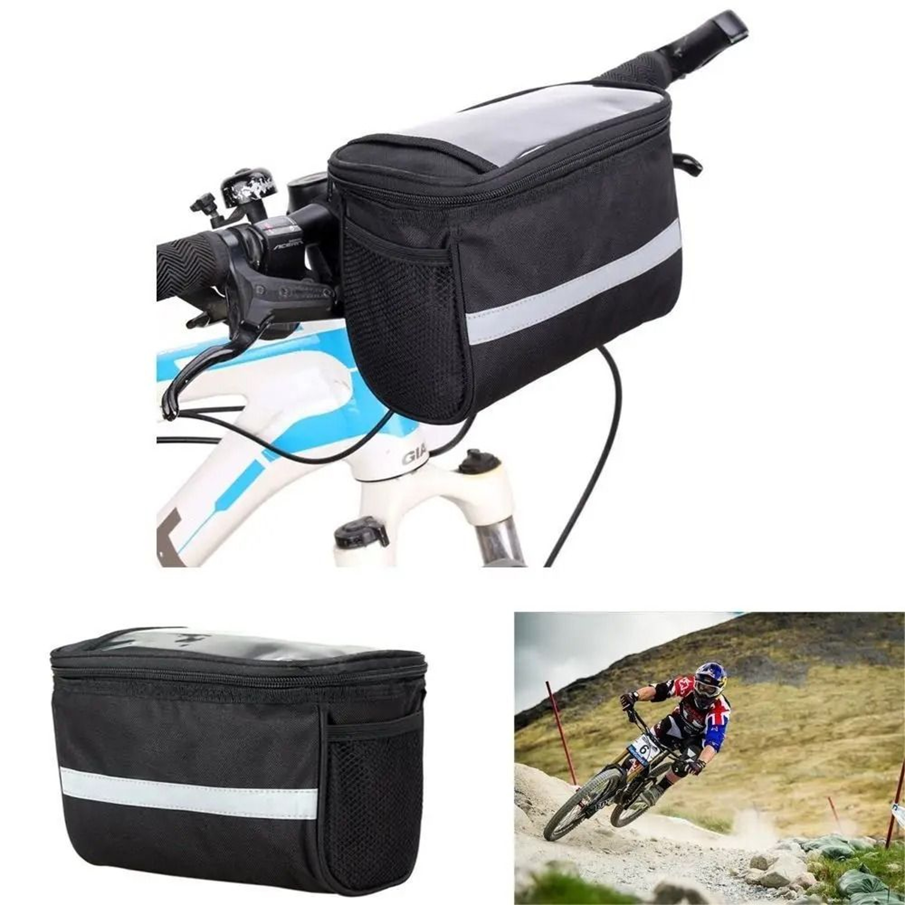 Reflective Handlebar Storage Bag  HighFidelity 15L Front Tube Pannier  Professional Gear Basket 1
