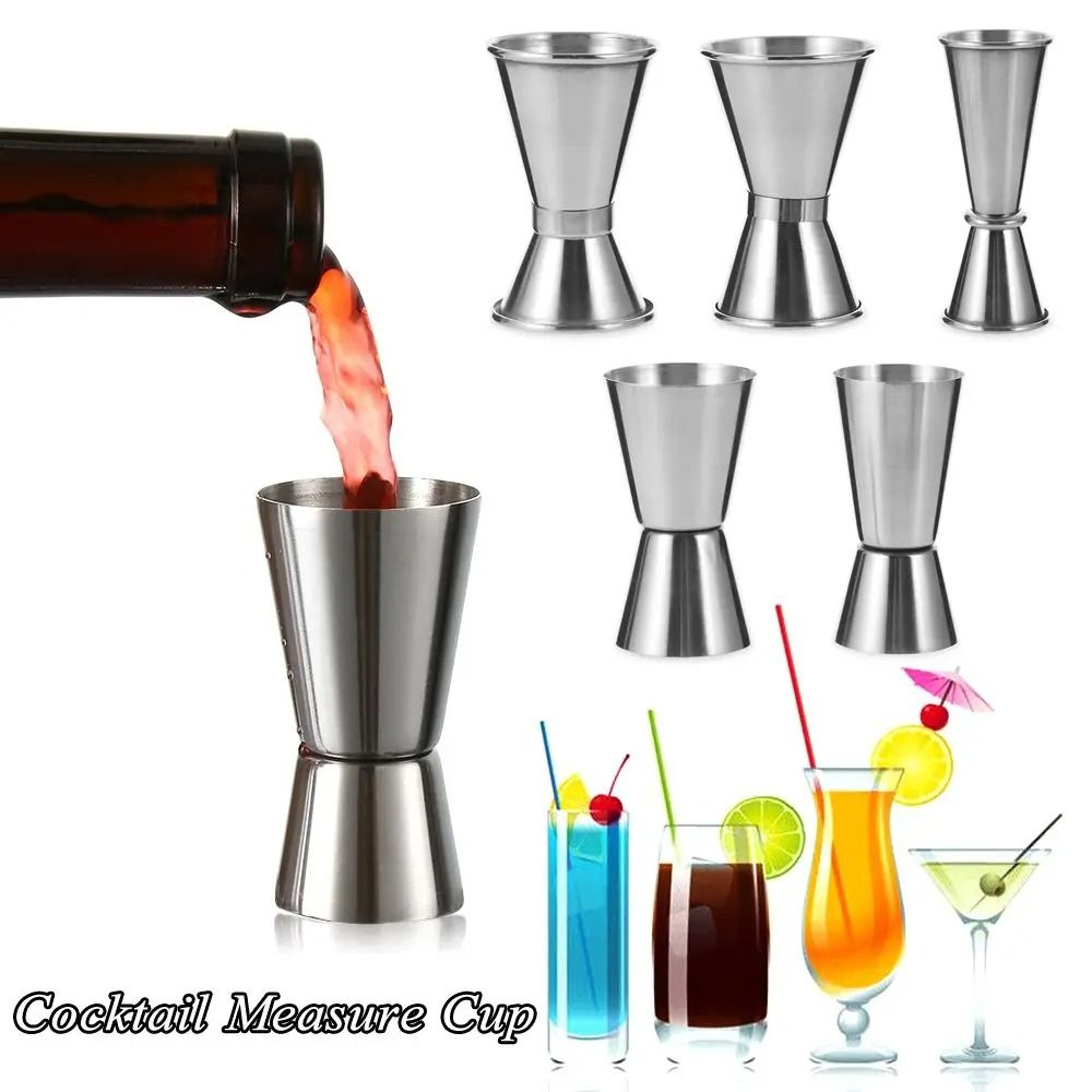 Stainless Steel Dual Shot Jigger  Professional HighFidelity Cocktail  Spirit Measure Gallery 1