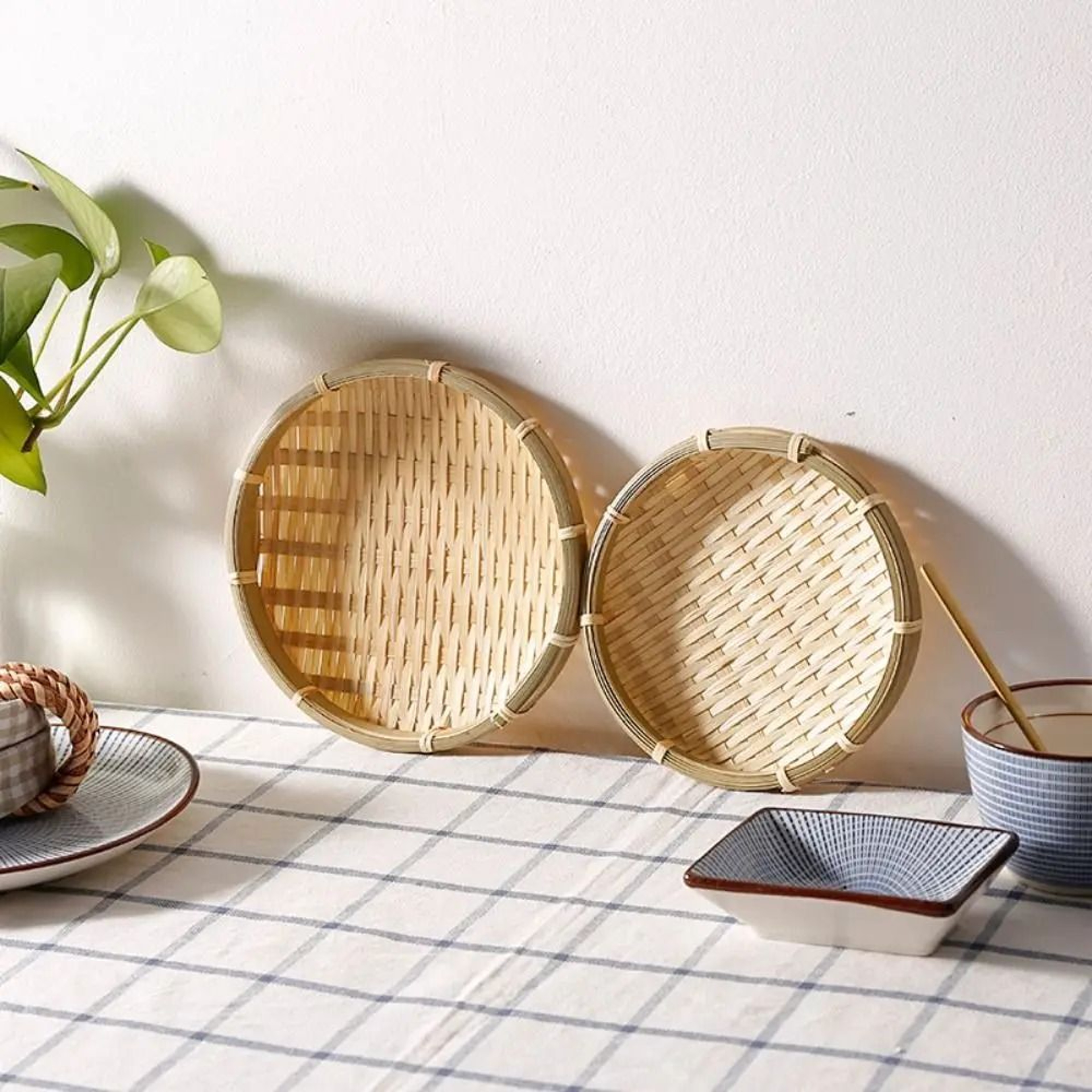 Artisan Bamboo Weaving Gallery  HighFidelity Woven Tray Basket  Professional Natural Storage Tech 1