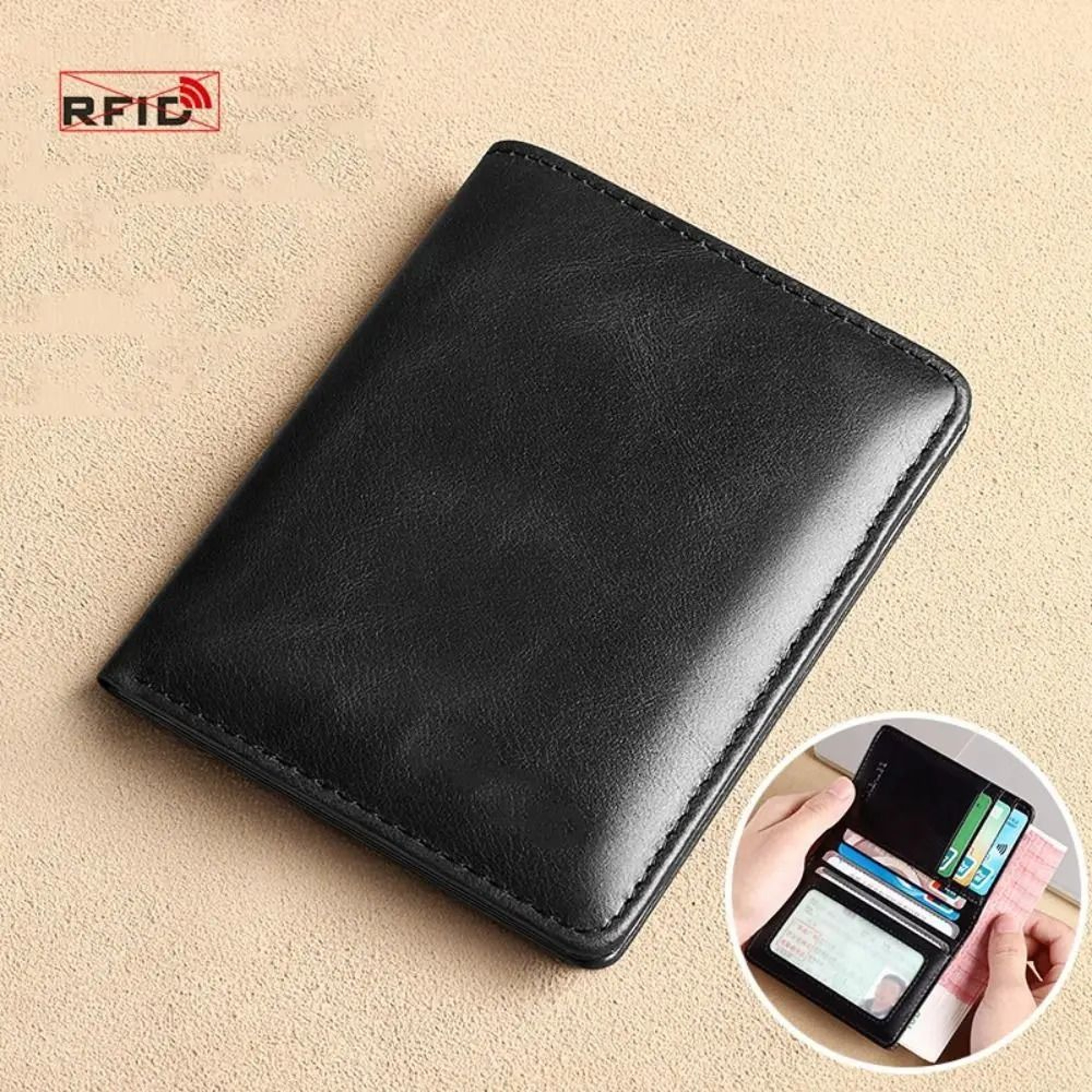 Vintage Leather Mini Wallet  RFID SignalBlocking Logic 3