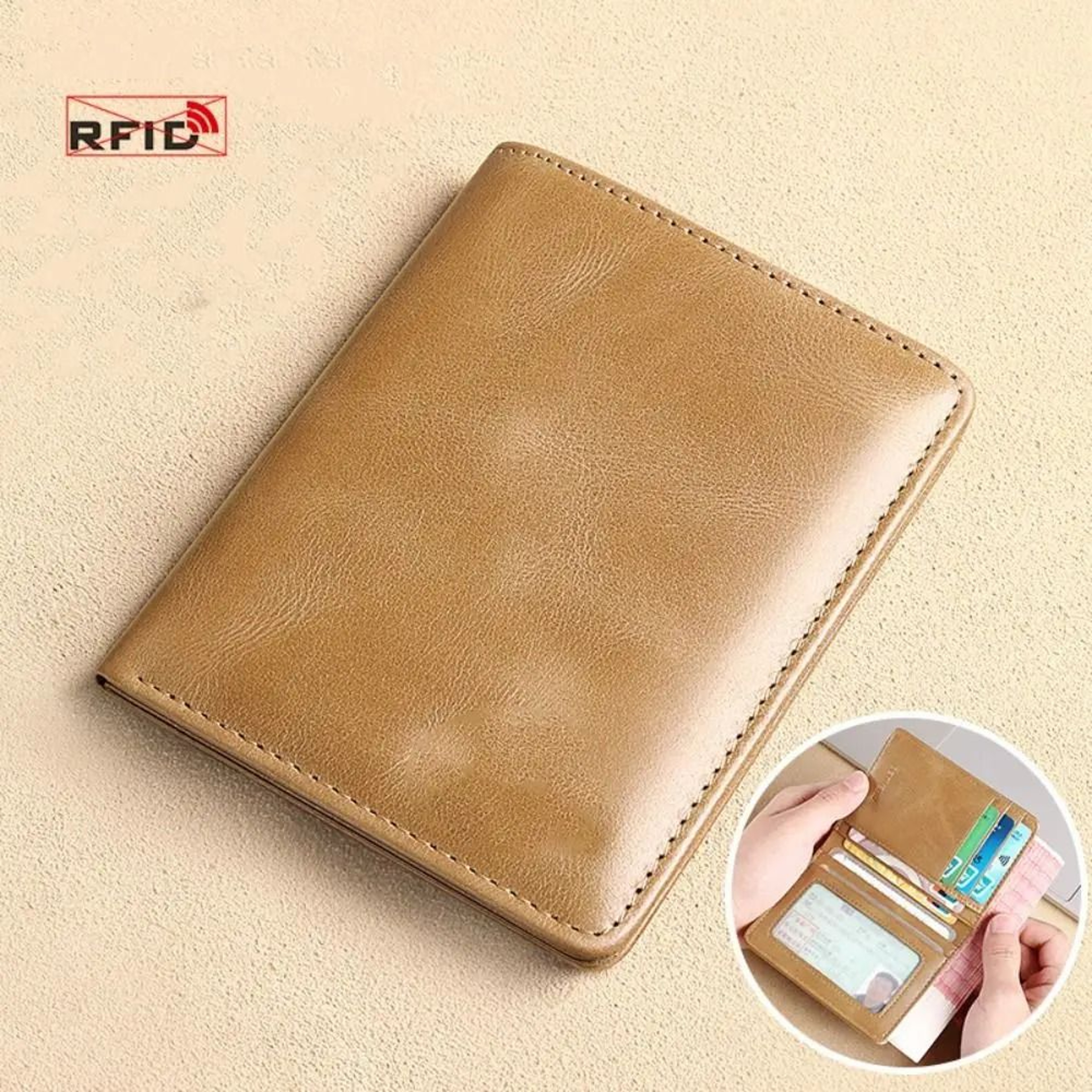 Vintage Leather Mini Wallet  RFID SignalBlocking Logic 6