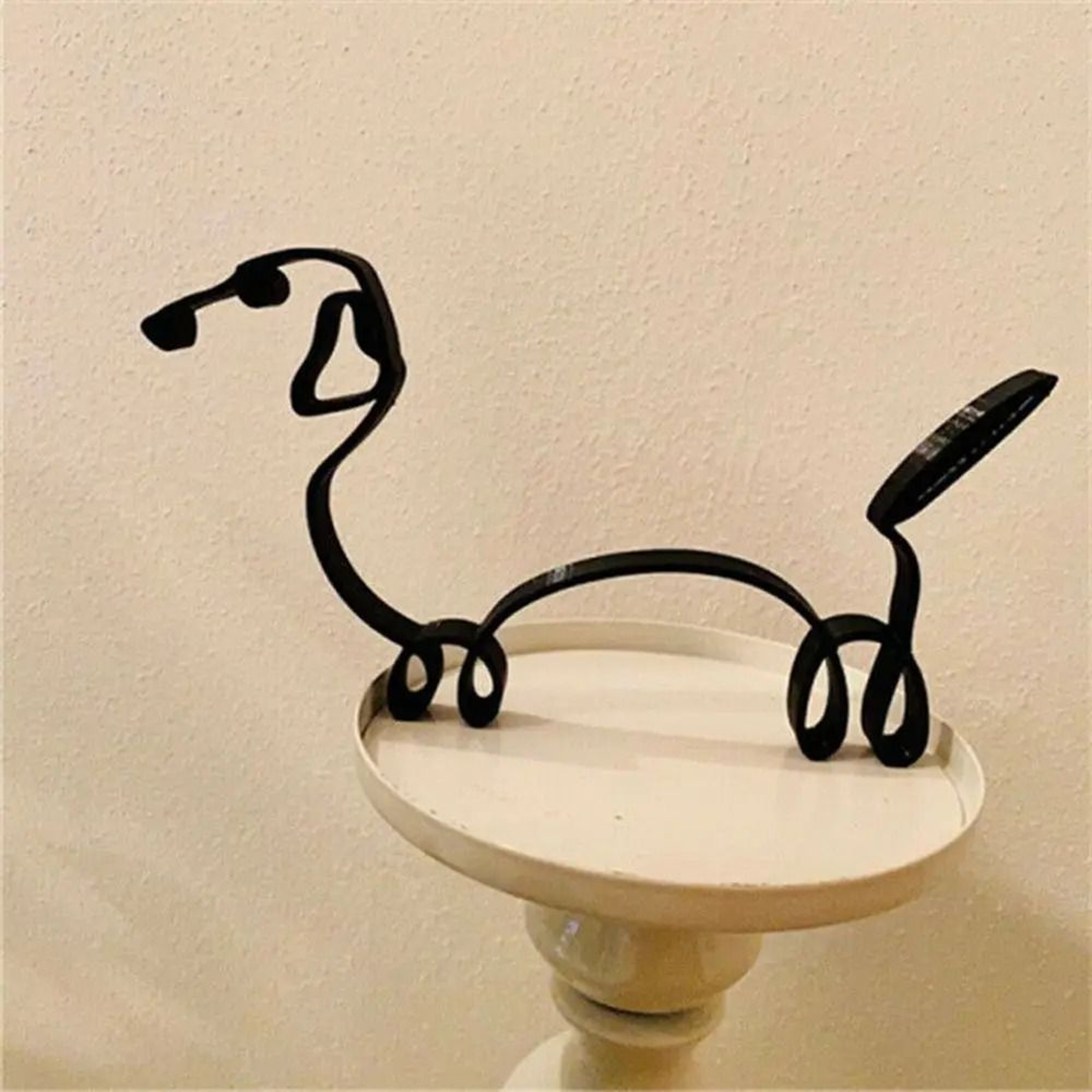 Abstract Dog Art Figurine  Wrought Iron Minimalist Sculpture Logic 8