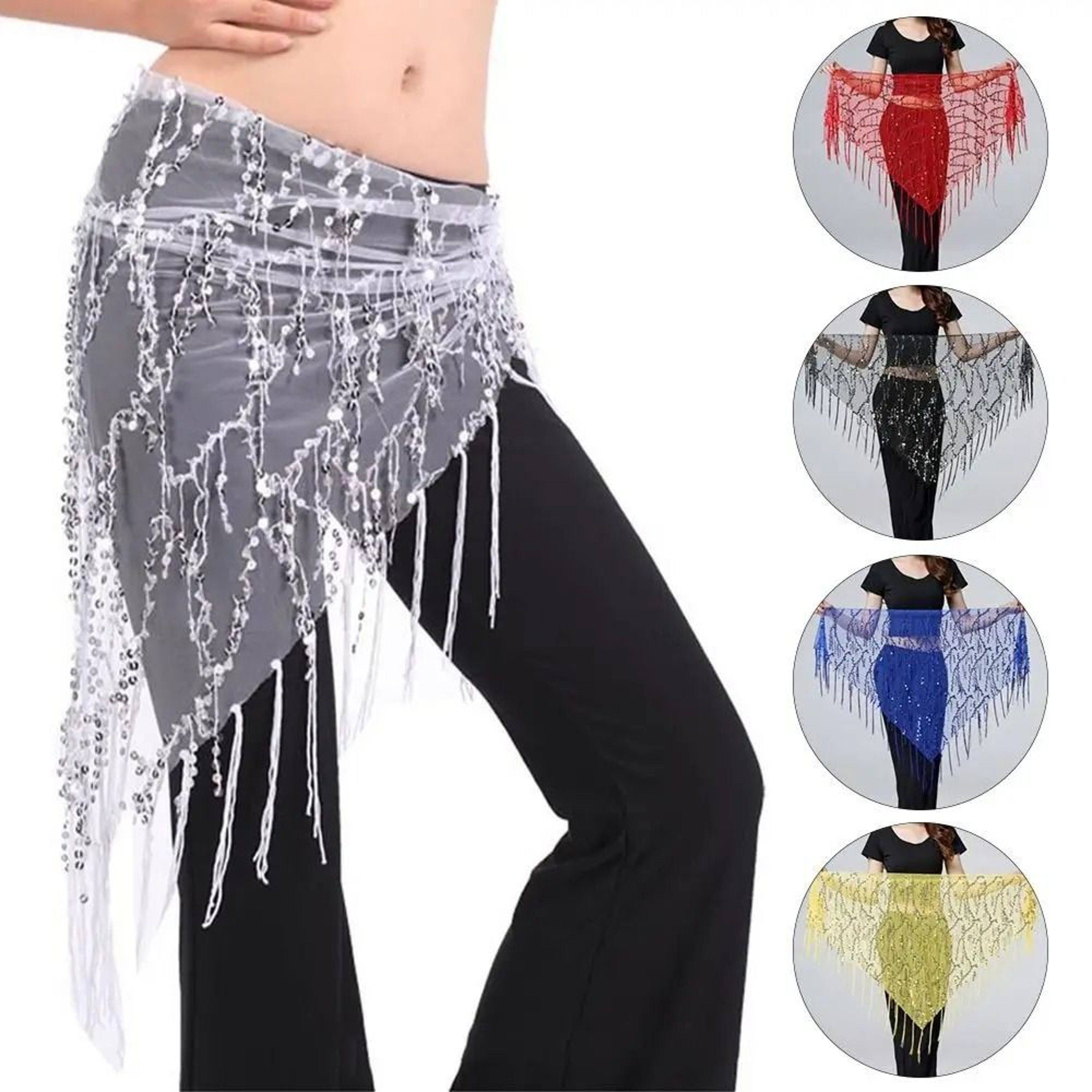 Sequined Tassel Hip Scarf  Technical Performance Articulation Logic 1