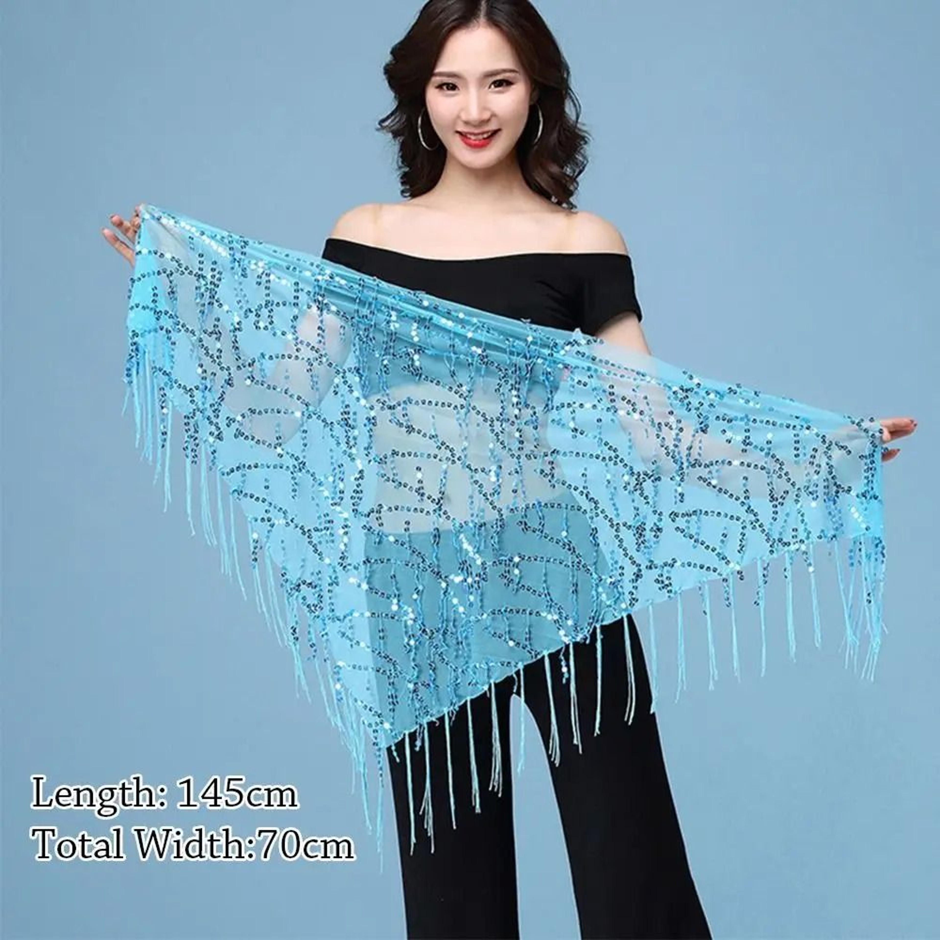 Sequined Tassel Hip Scarf  Technical Performance Articulation Logic 5
