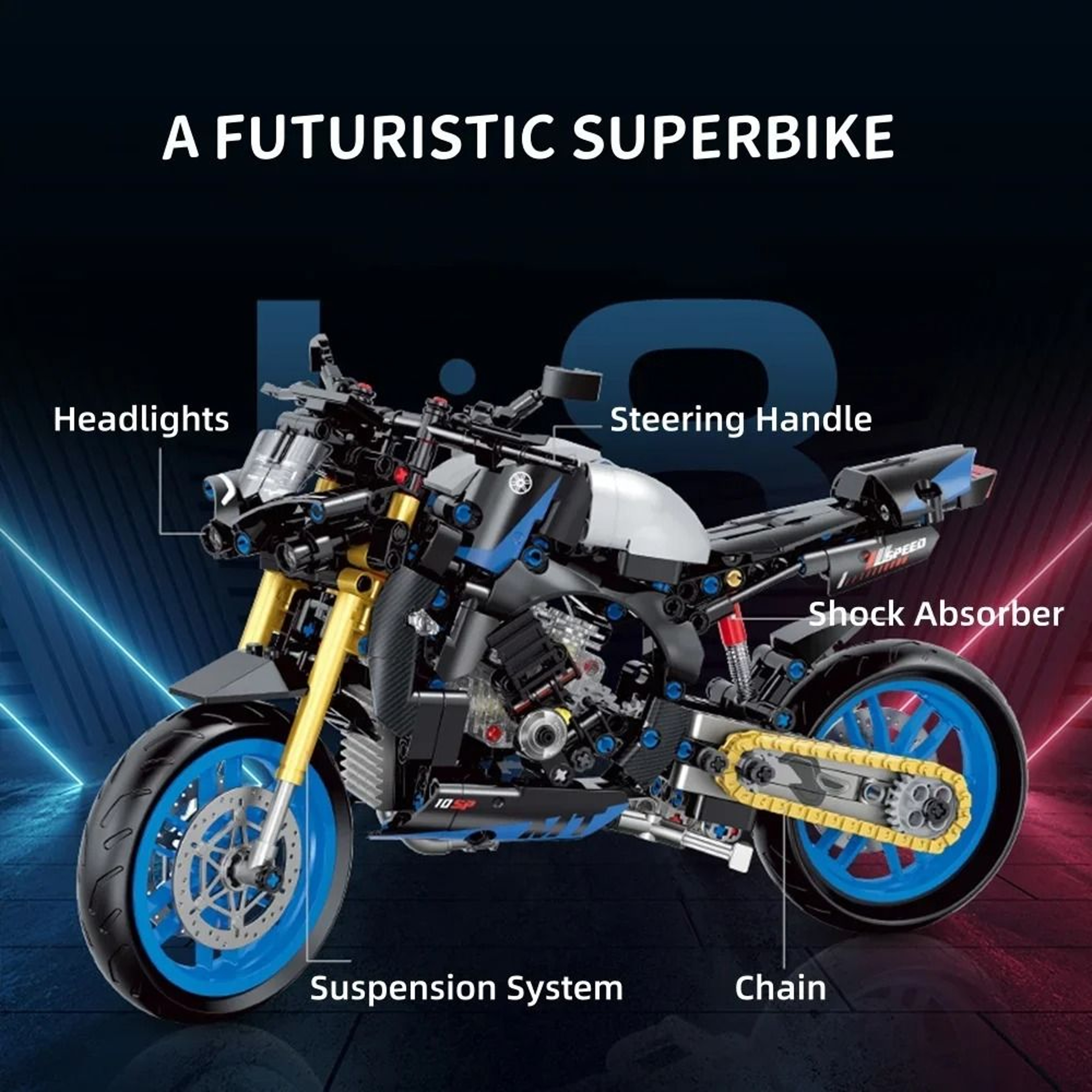 Technical Sports Motorcycle  HighFidelity Mechanical Engineering Logic 3
