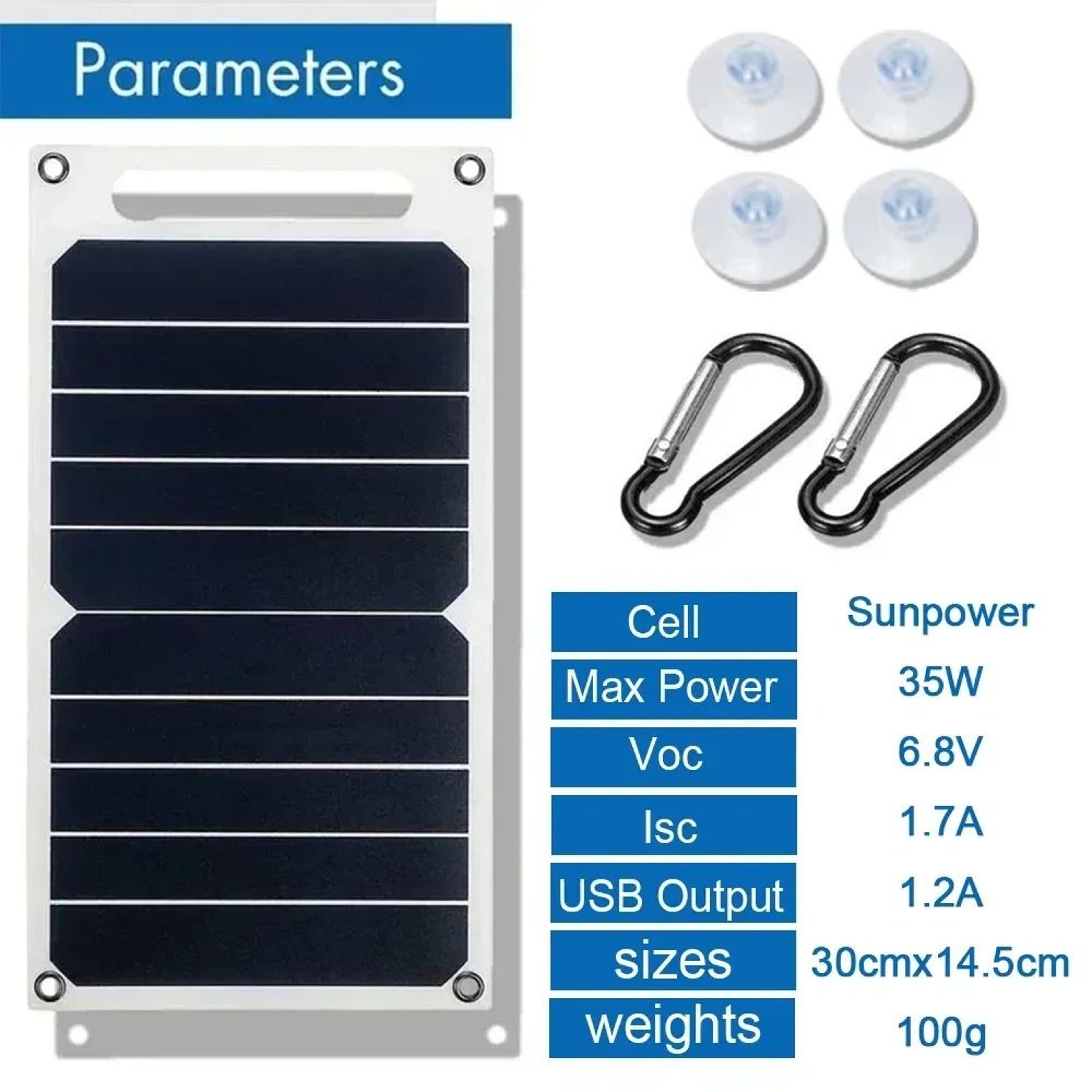 35W Sunpower HighEfficiency Portable Solar Charging Panel 5