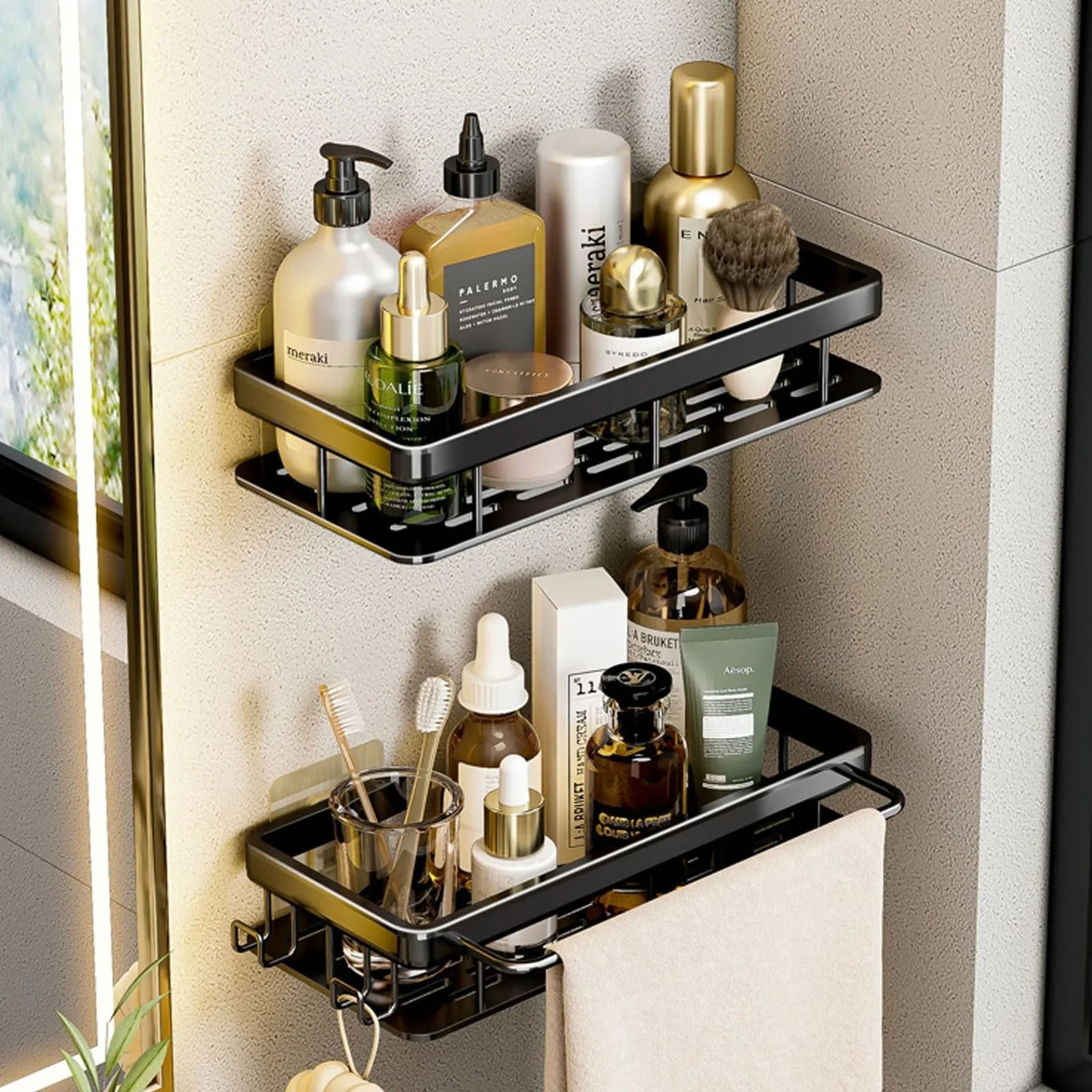 Space Aluminum NoDrill Wall Shelf And Sanitary Utility Interface 1