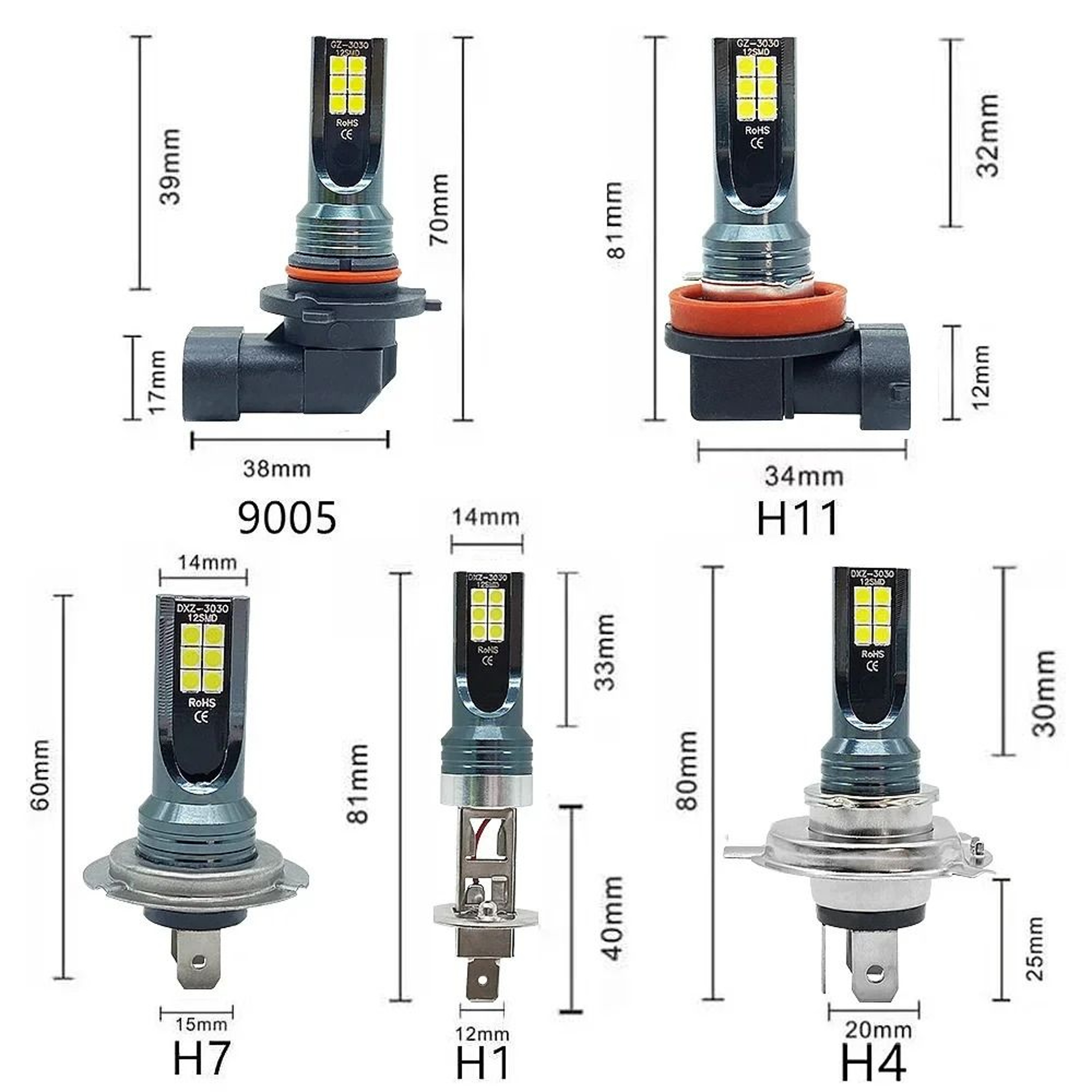 HighPower 80W UltraBright LED Car Headlight And Fog Light Replacement Bulbs 5