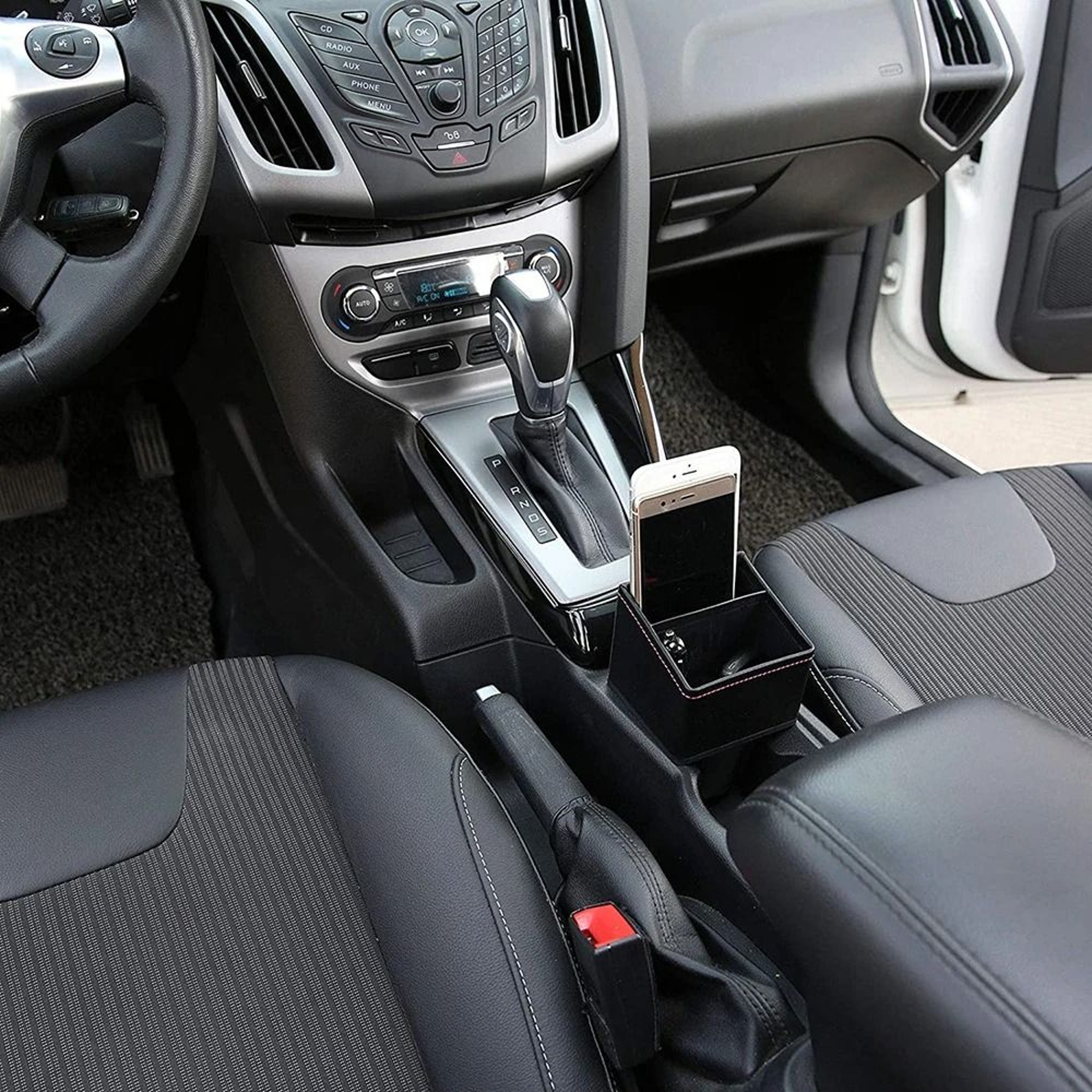 Premium PU Leather Cup Holder Organizer  Console Storage Box 4