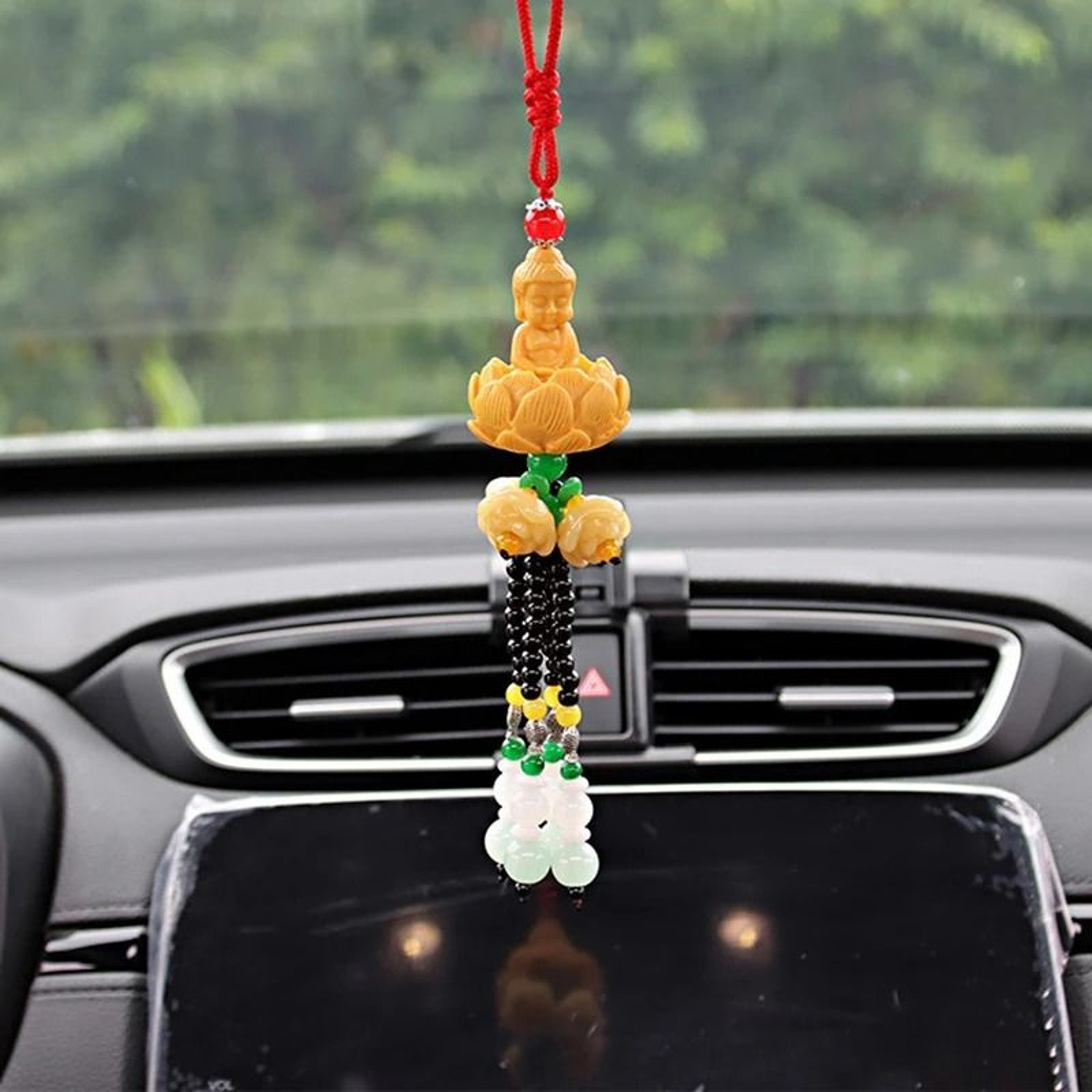 Serene Buddha Lotus Interior Mirror Pendant 4