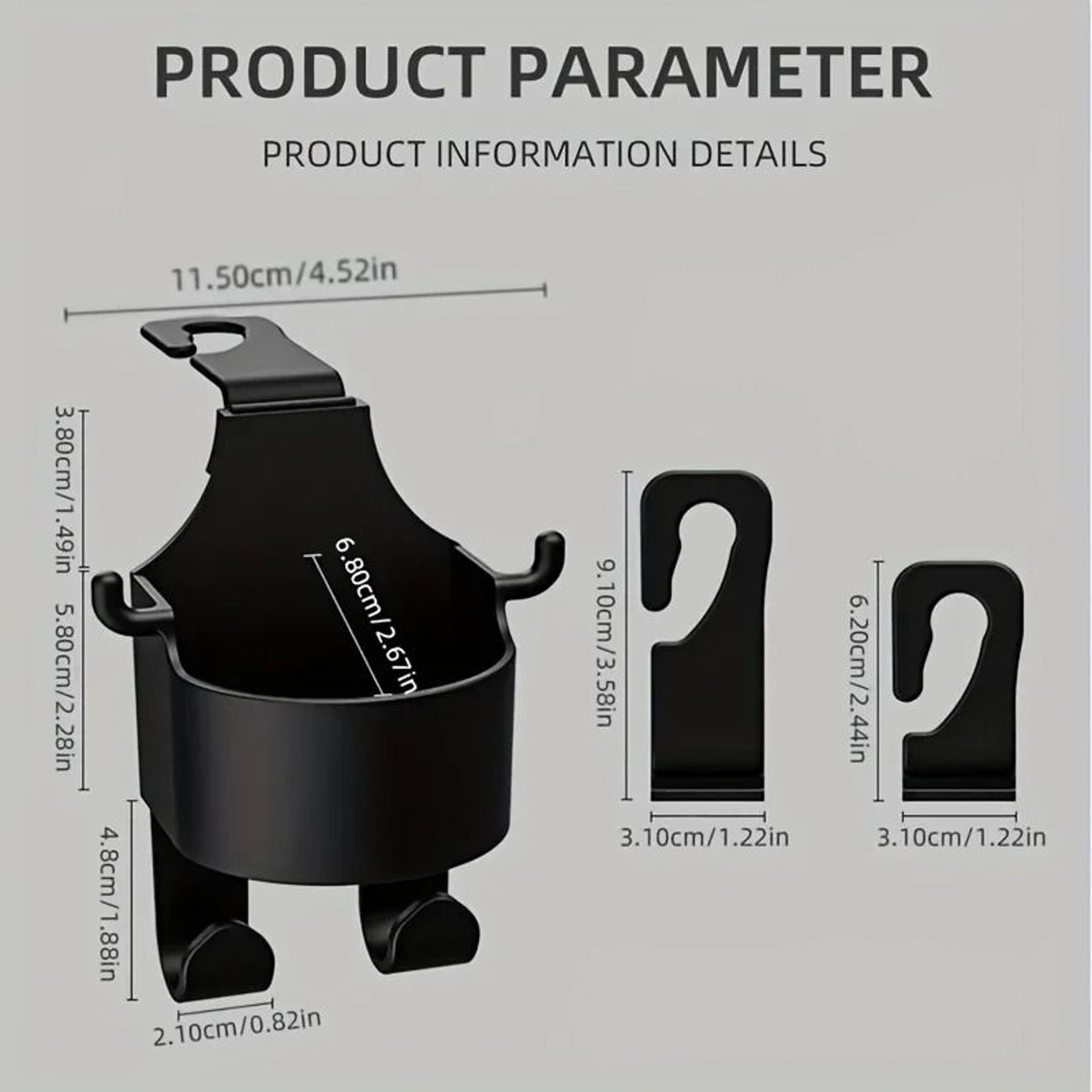 2in1 Universal Seat Back Headrest Hook  Cup Holder 4