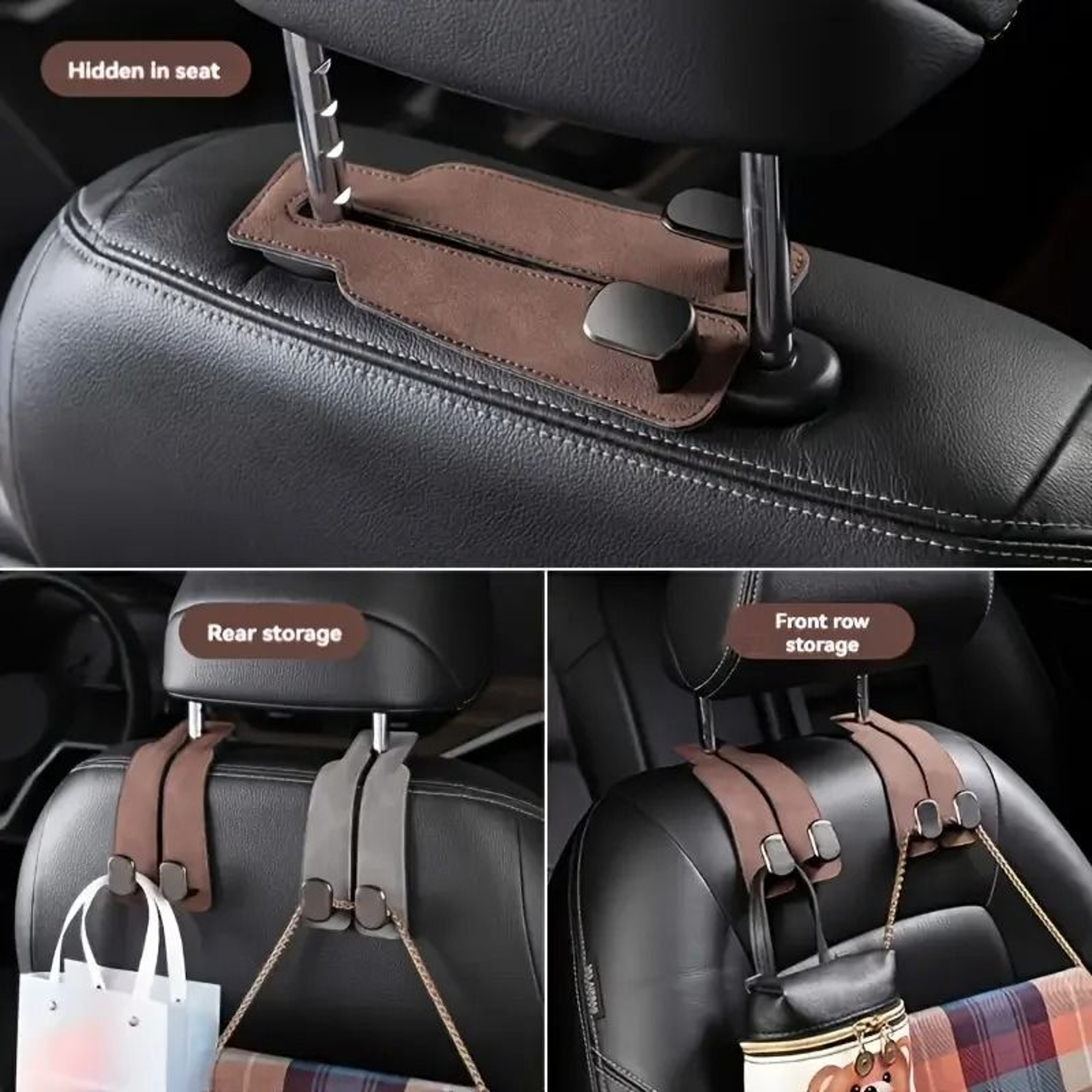 2in1 Executive Leather Seat Back Organizer  Utility Hook 2