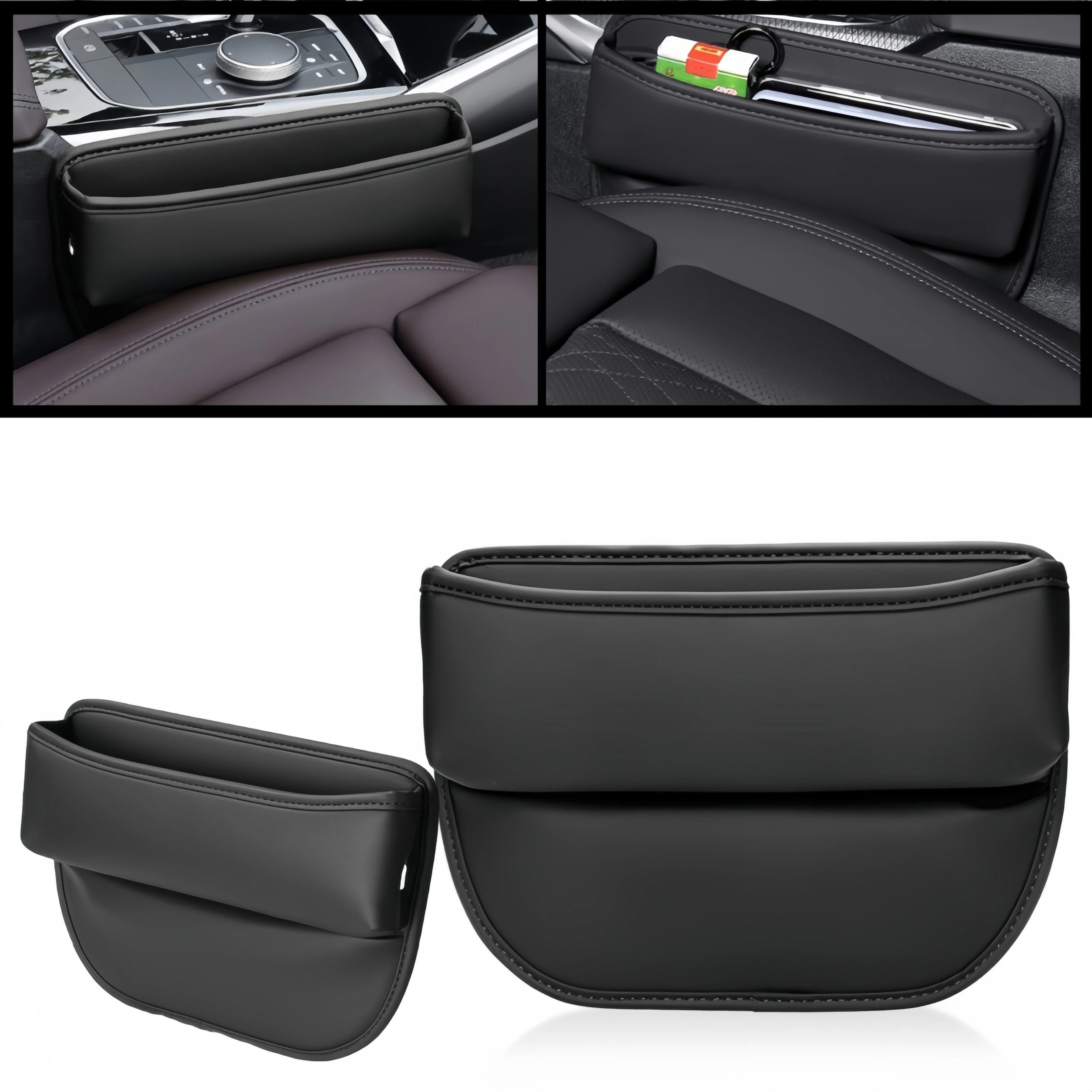 Executive Leather Seat Gap Organizer  Console Storage Box 0