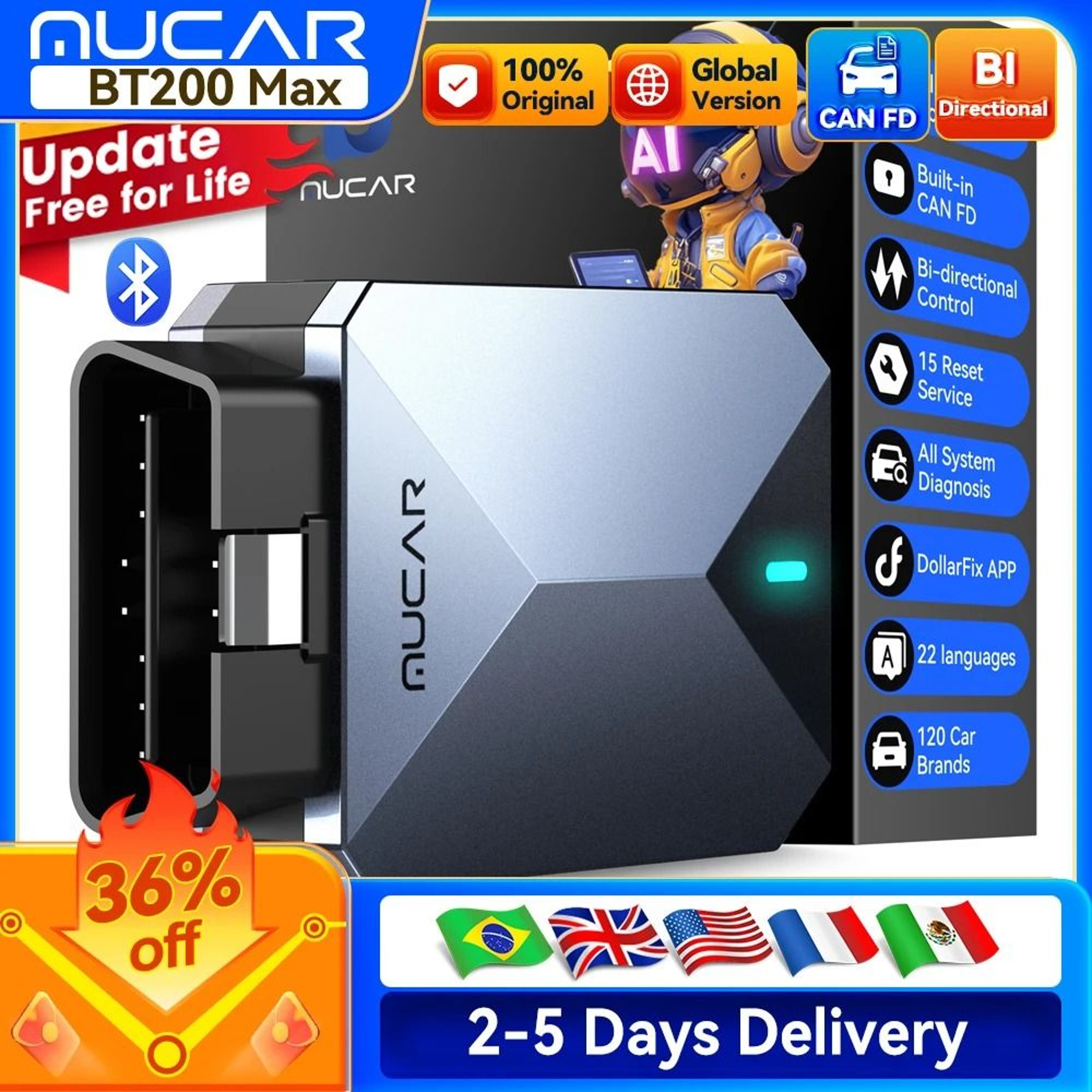 MUCAR BT200 MAX ProGrade Bidirectional OBD2 Scanner 0