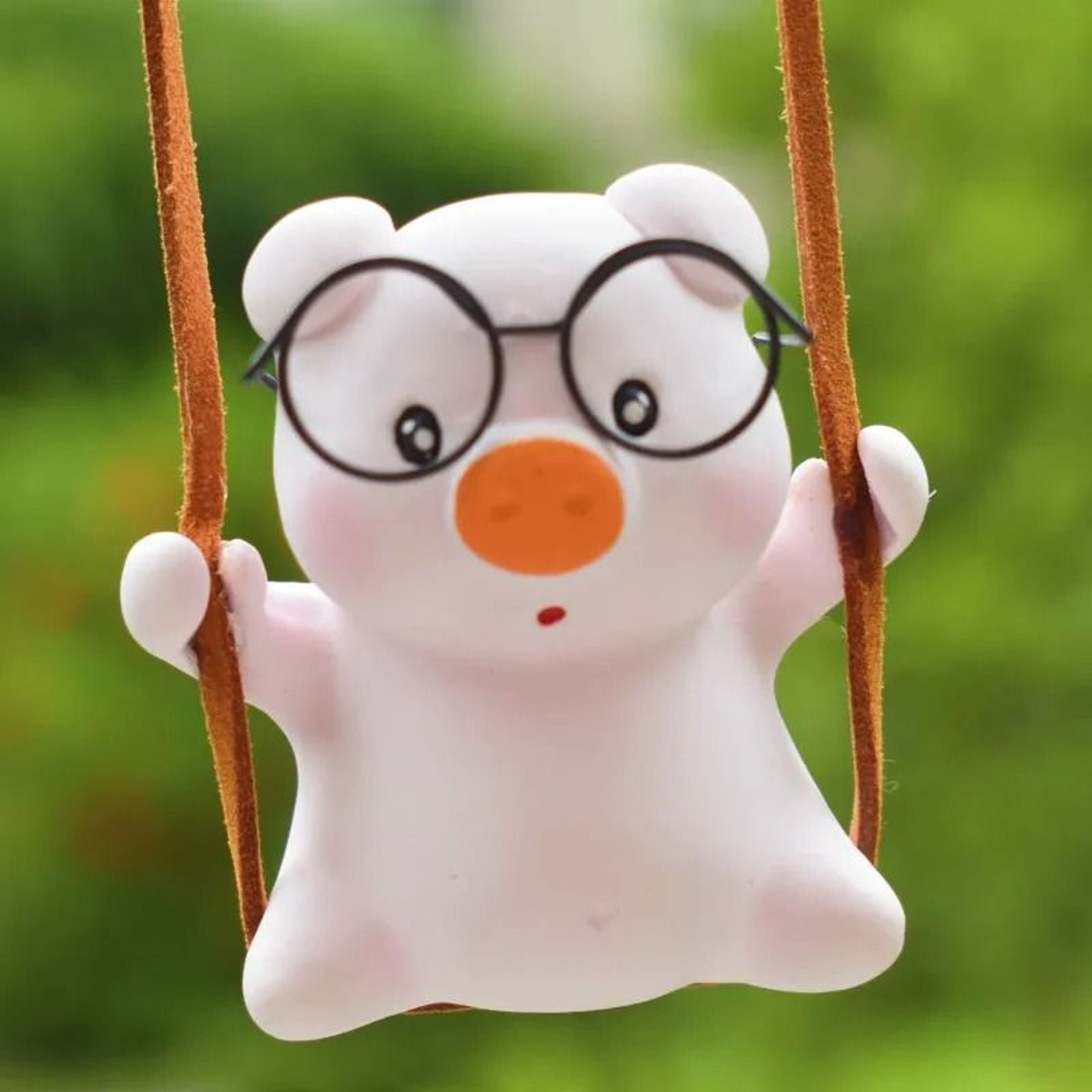 Pink Serenity Swing Pig Mirror Pendant 9