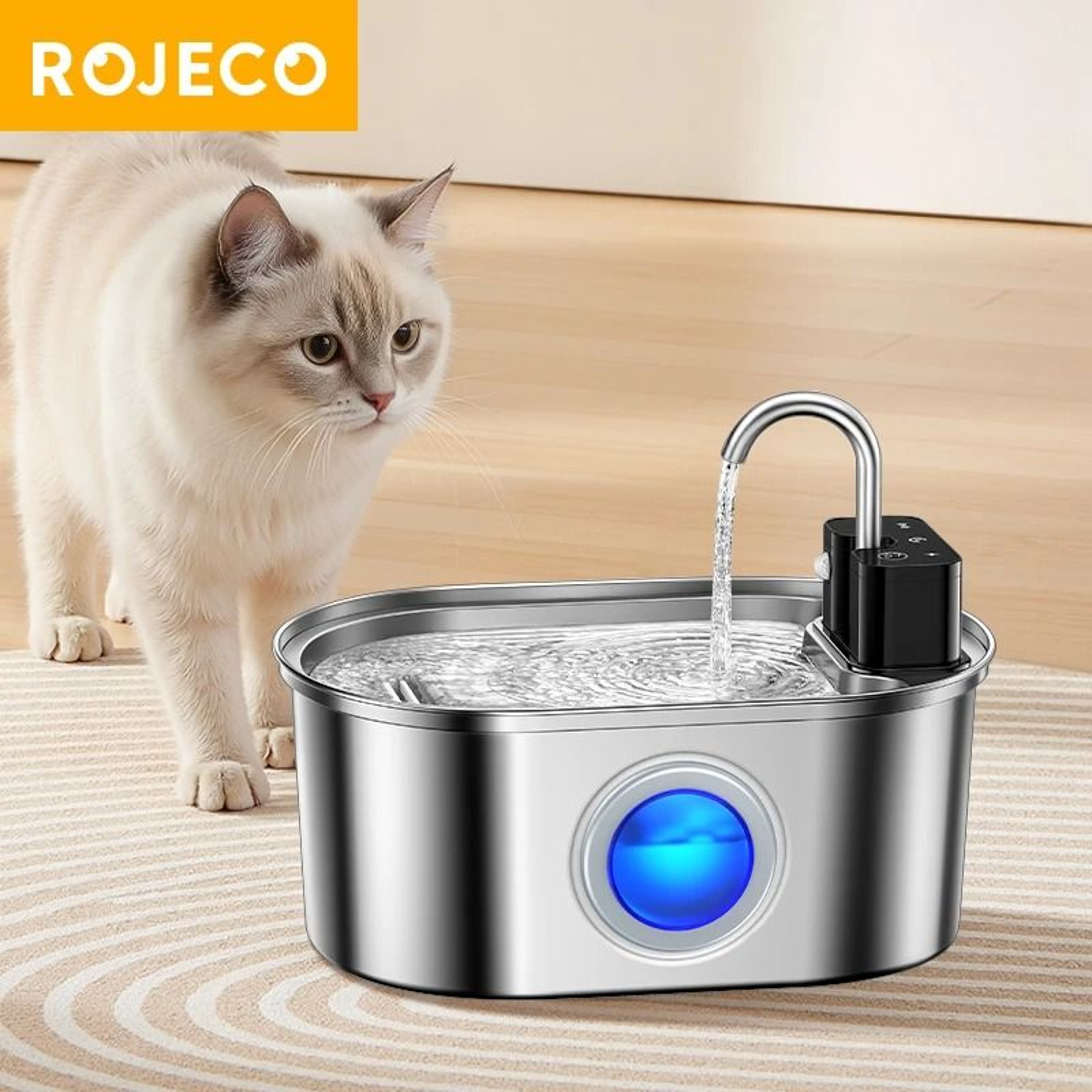 ROJECO 32L Smart Wireless Stainless Steel Pet Water Fountain 0