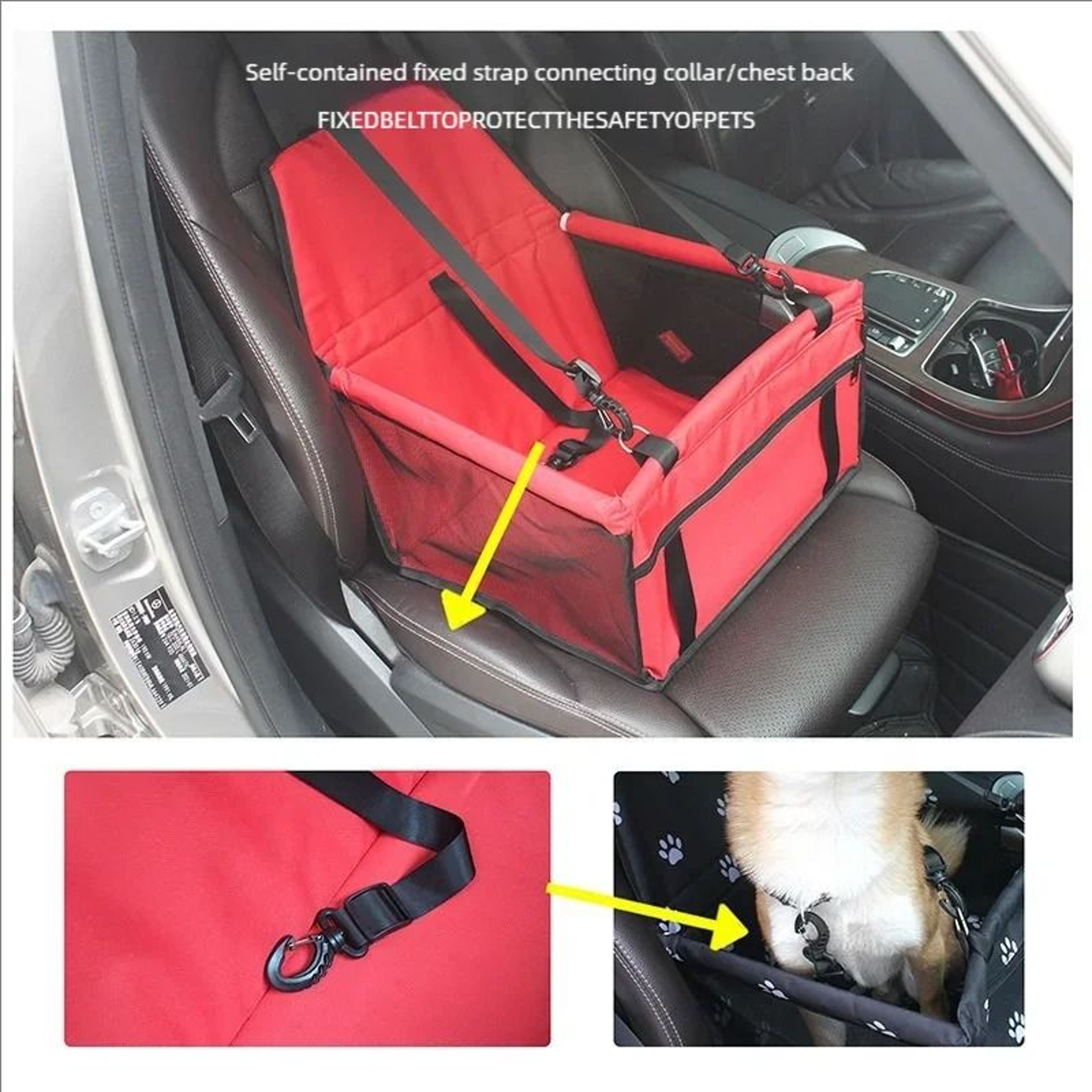 2in1 Foldable Pet Car Seat  Safety Hammock 4