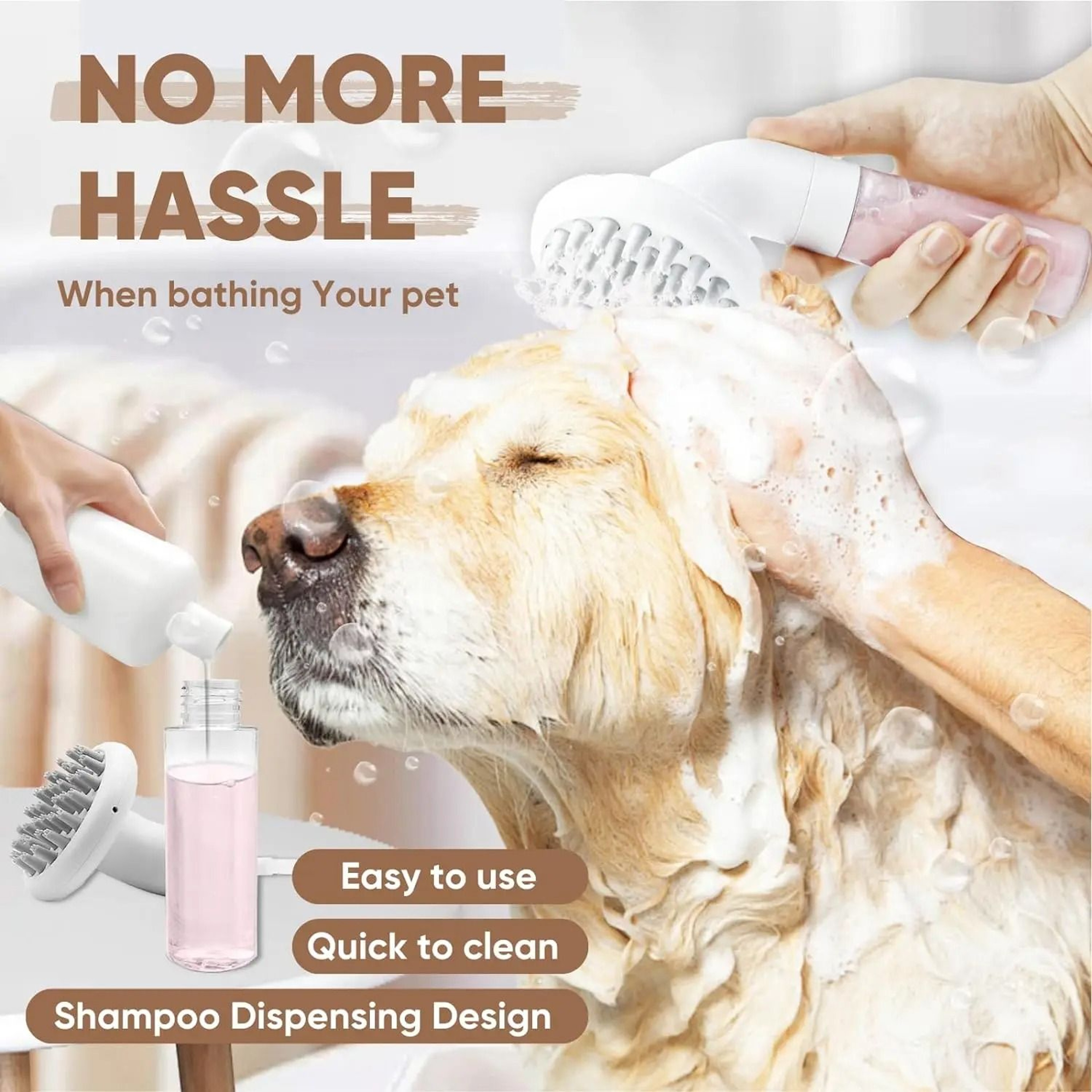 3in1 Silicone Pet Massage  Shampoo Dispensing Brush 1