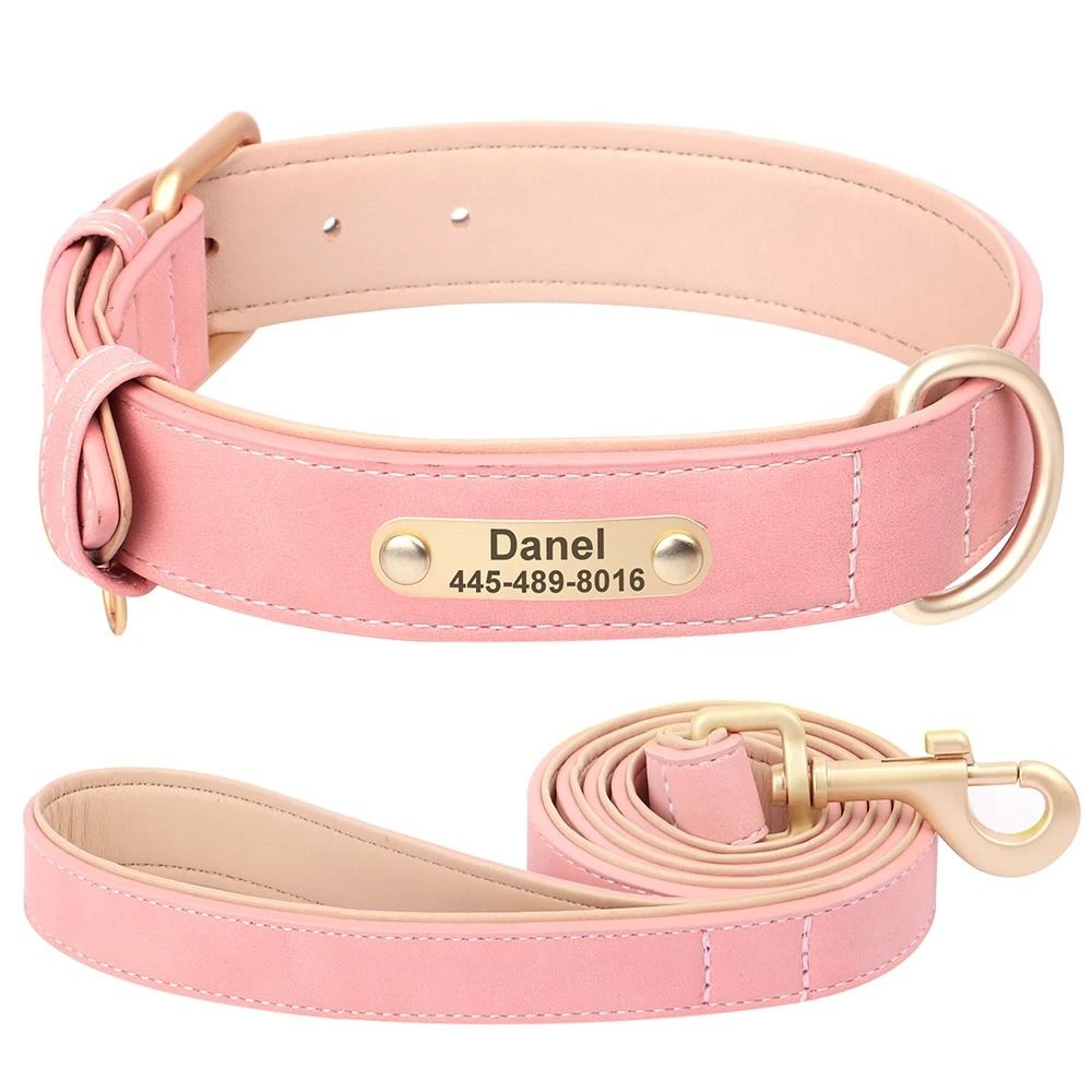 Custom Personalized Engraved PU Leather Dog Collar 14