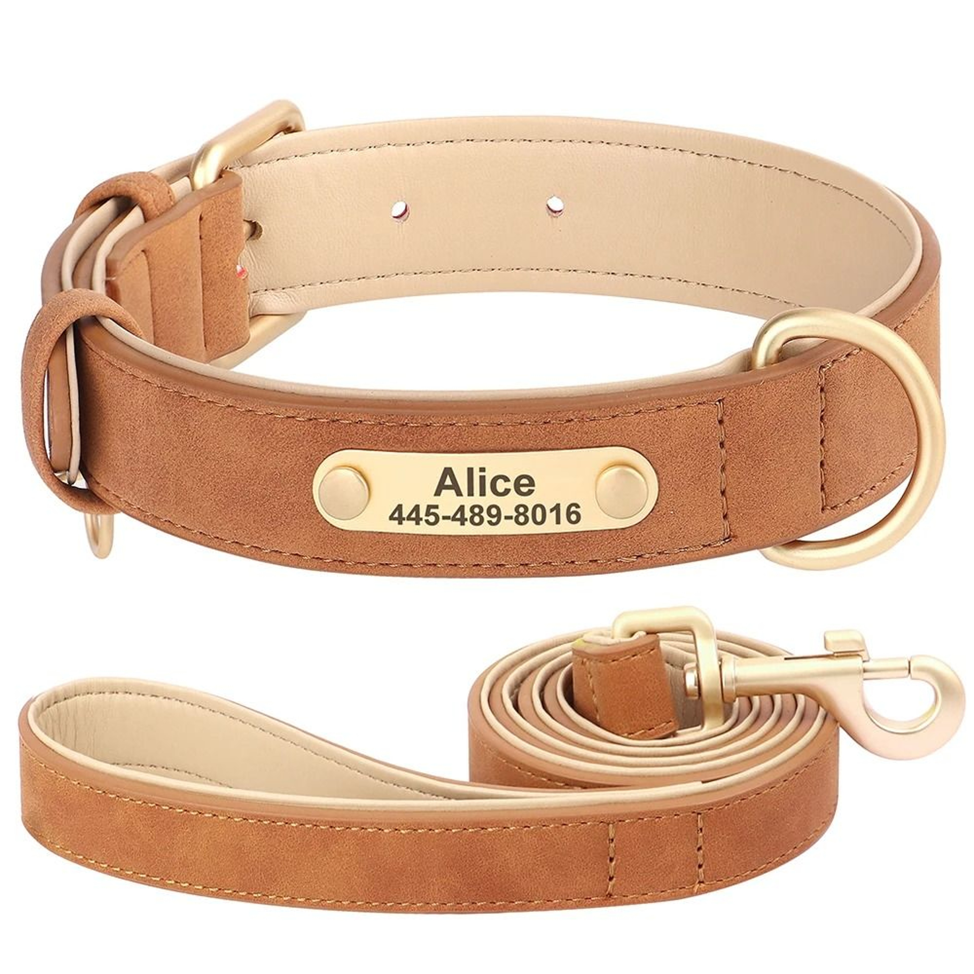 Custom Personalized Engraved PU Leather Dog Collar 17