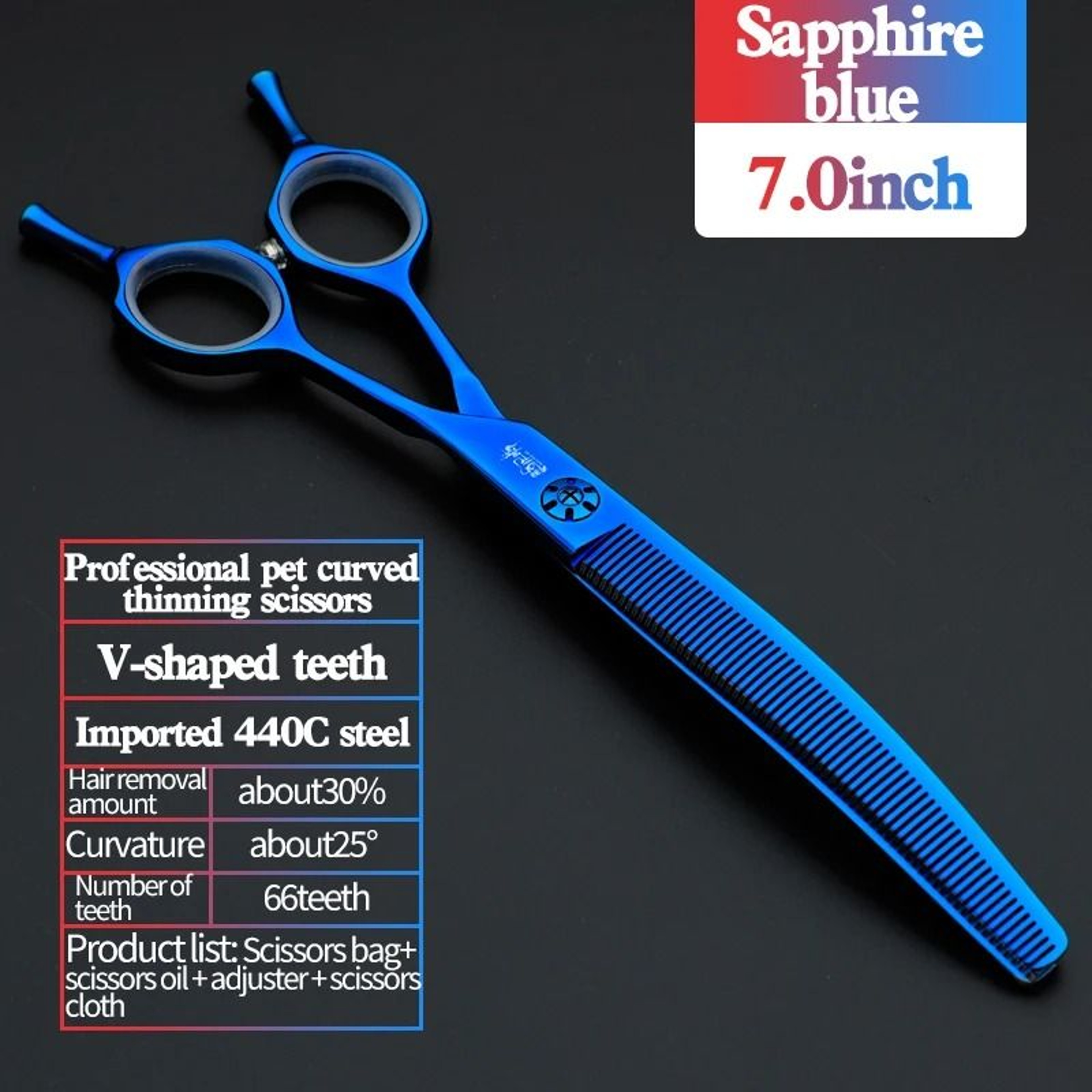 HighEnd 7Inch JP440C Fishbone Curved Shears 10