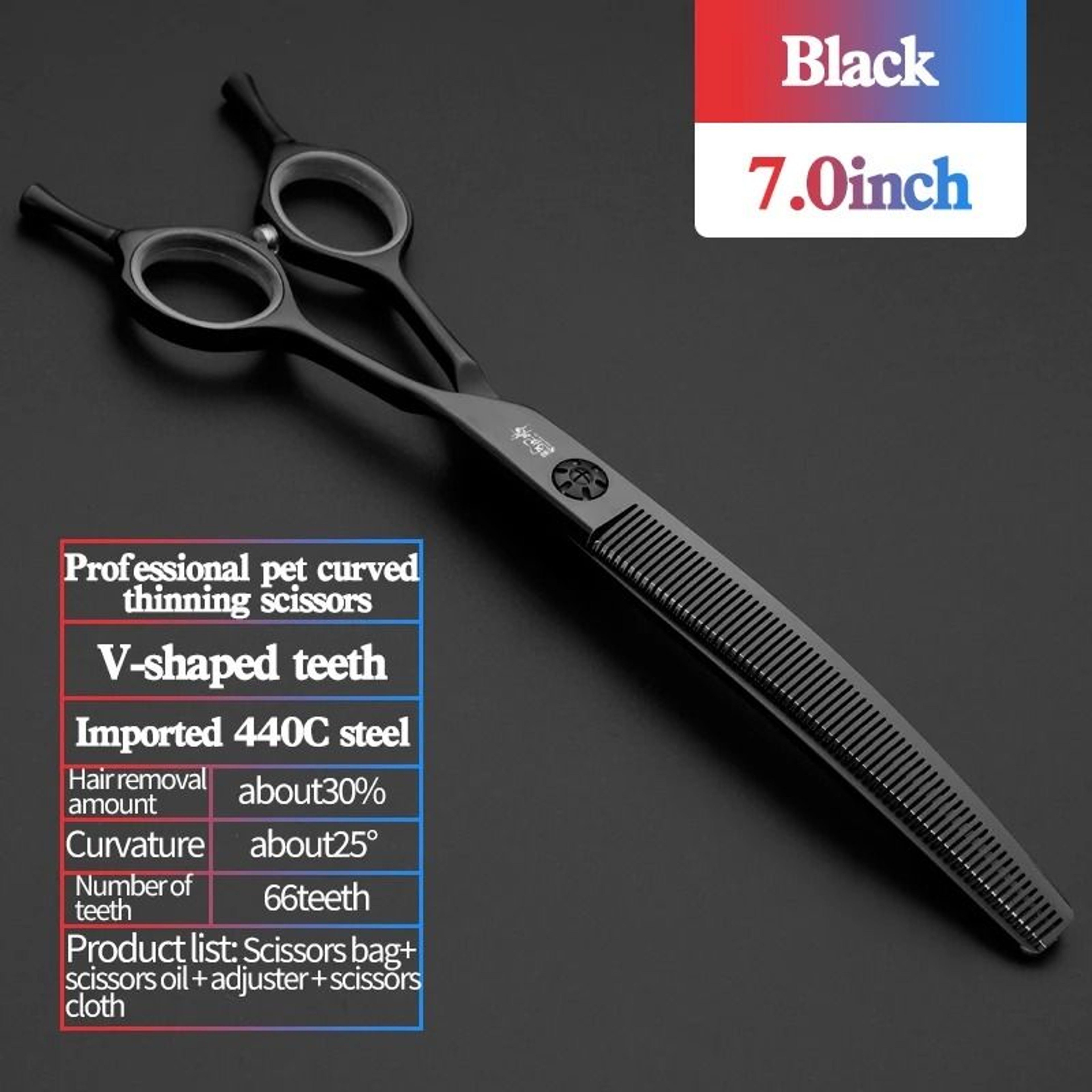 HighEnd 7Inch JP440C Fishbone Curved Shears 11
