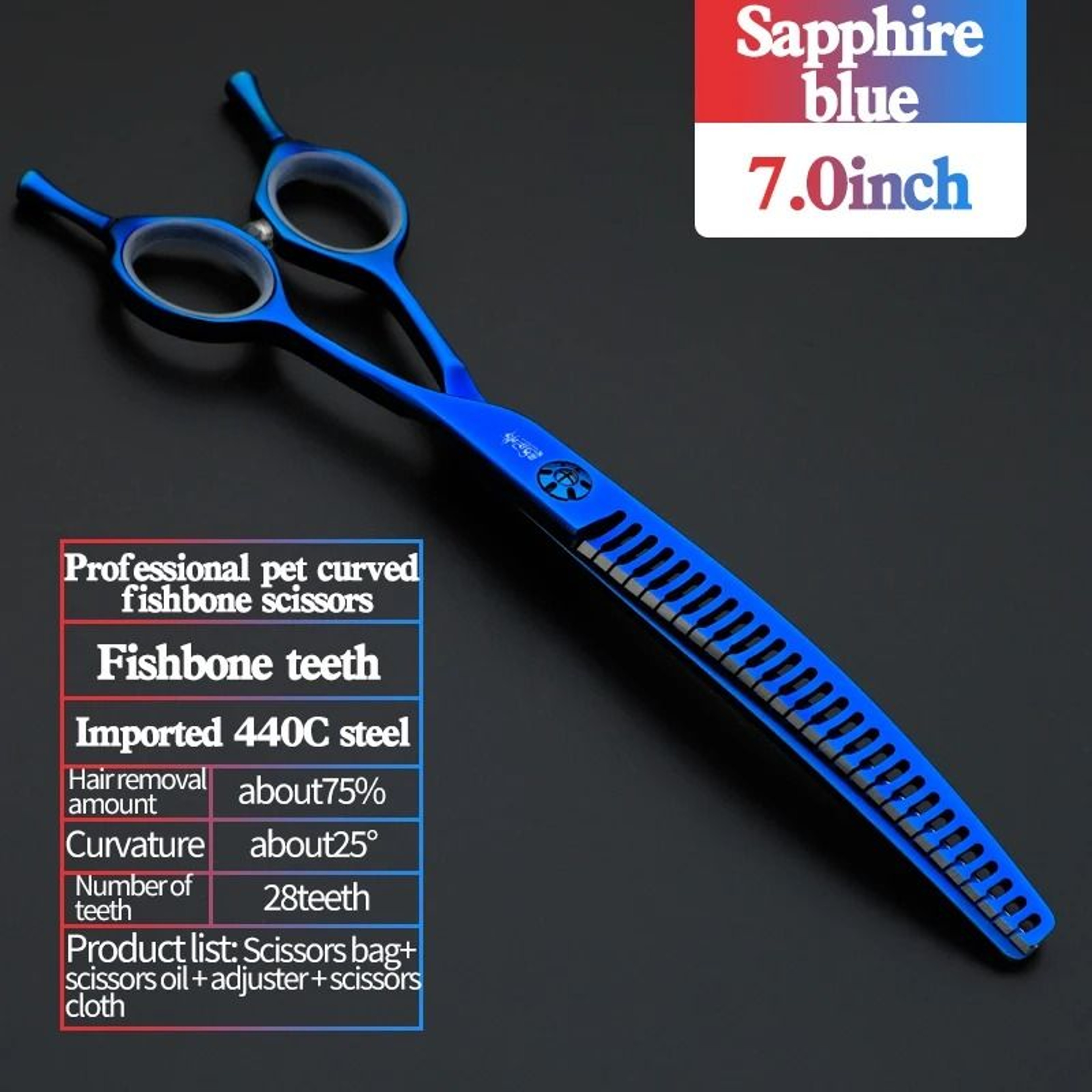 HighEnd 7Inch JP440C Fishbone Curved Shears 8