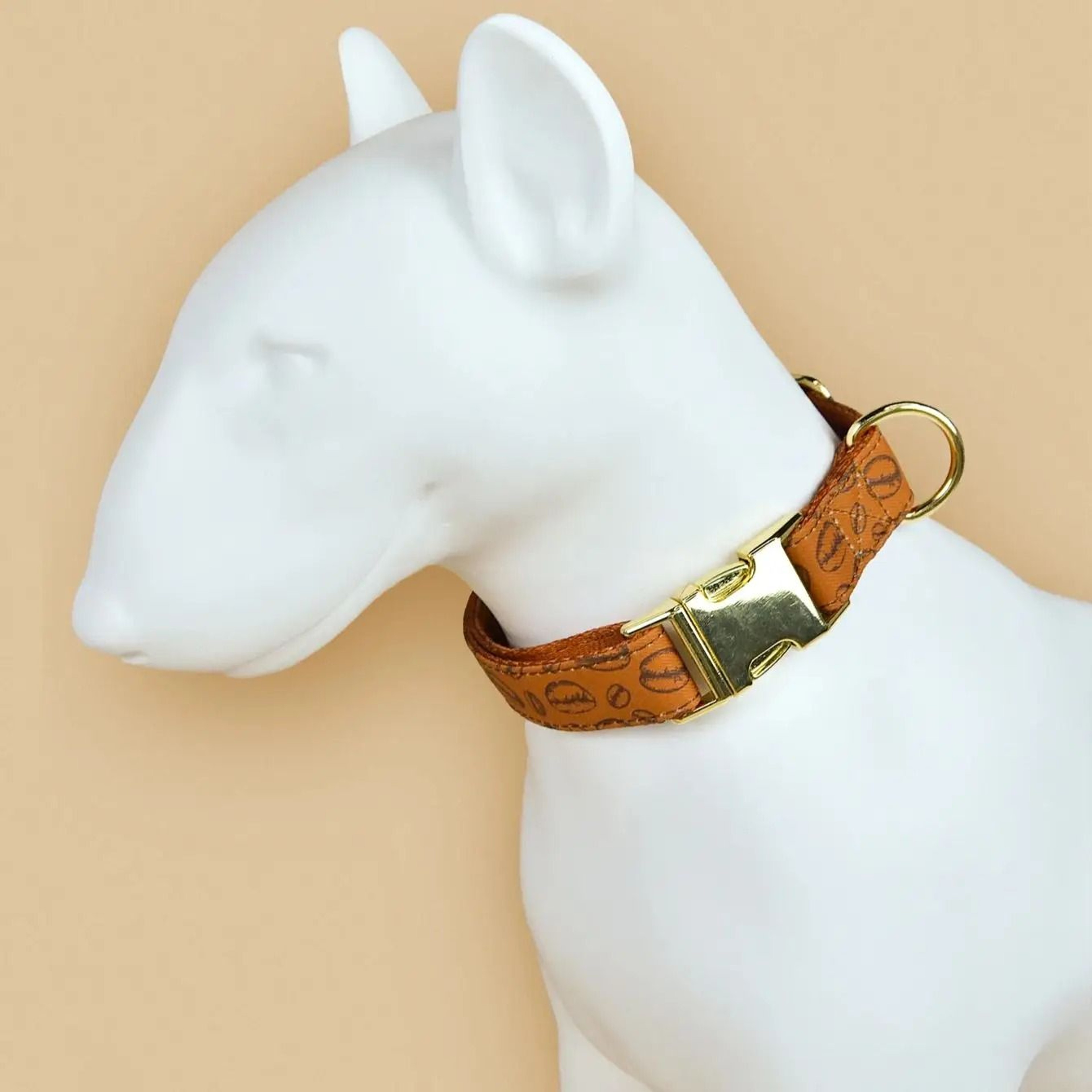 Designer DoubleSided Printed Pet Collar With Gold Hardware 1