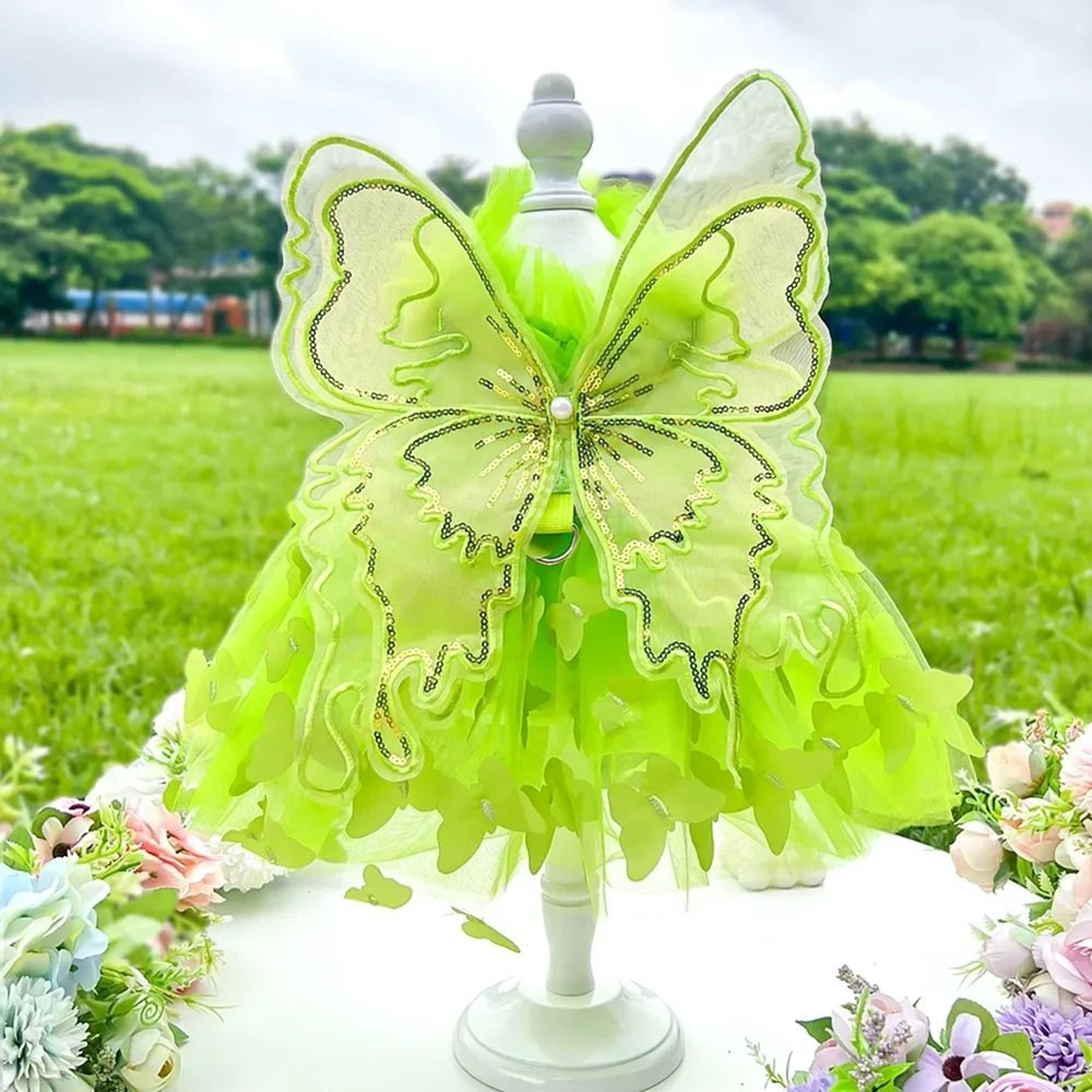 Spring Stripe  Lace Princess Pet Dress 5