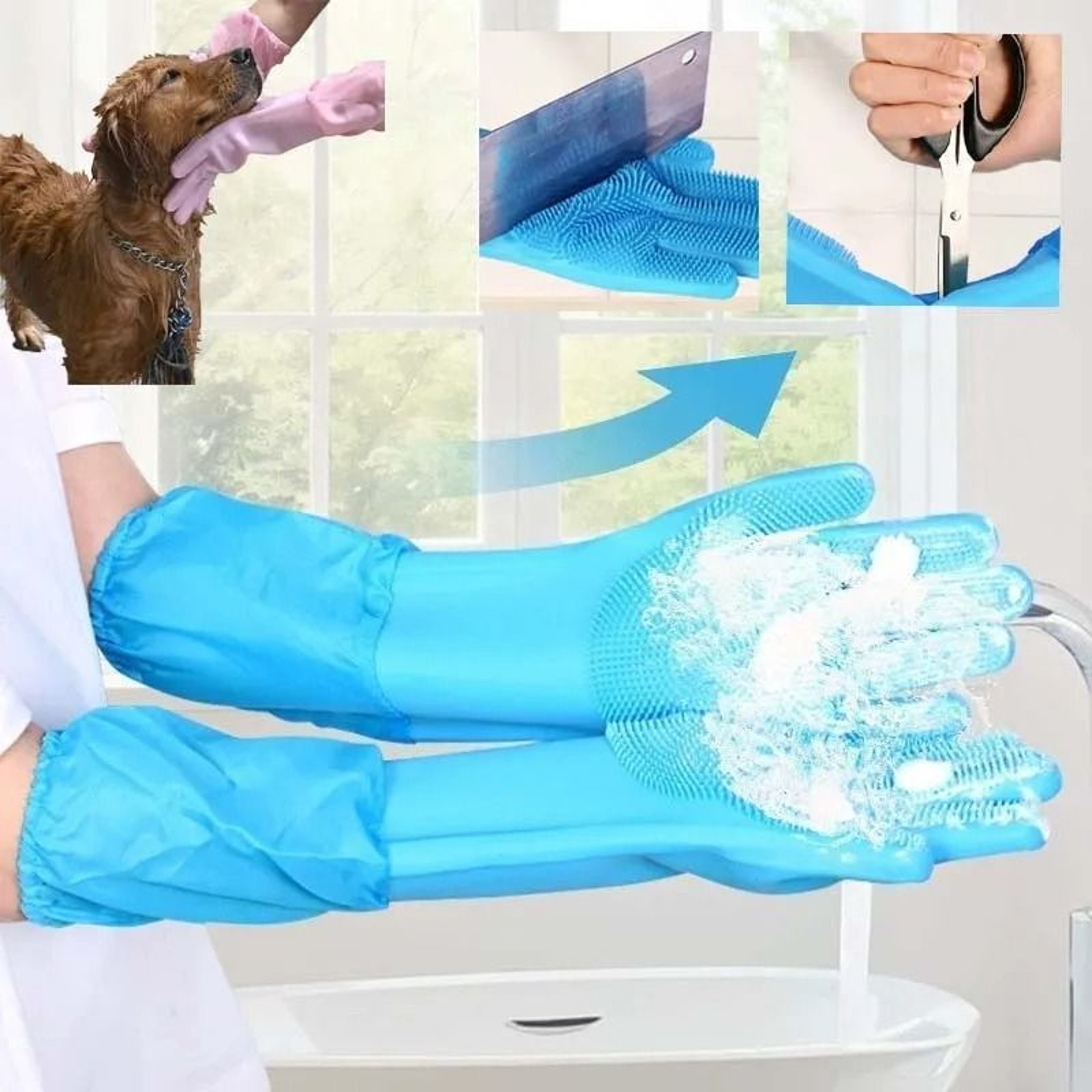 HydroPro Extended Silicone Grooming  Bathing Gloves 0