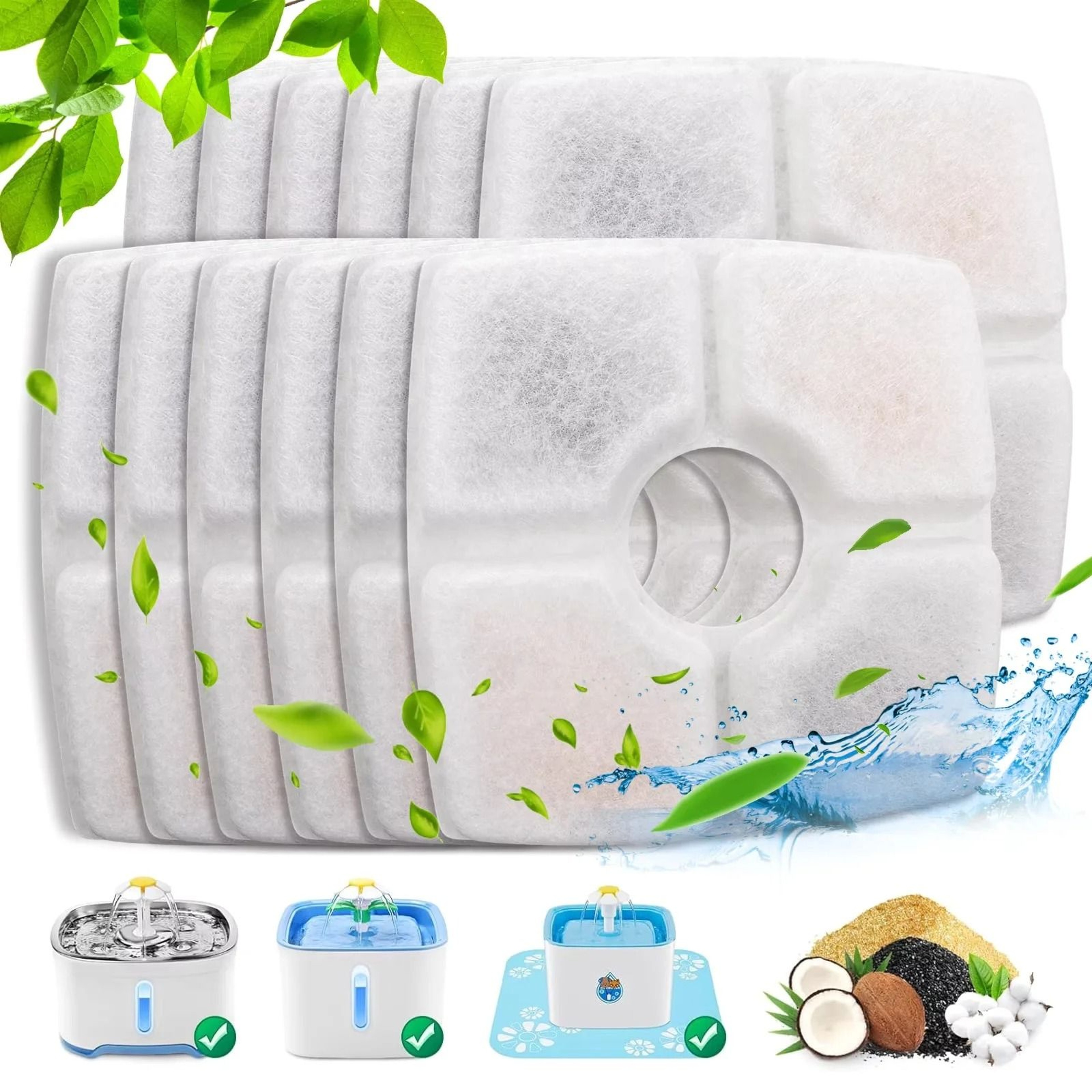 QuadAction Square Fountain Replacement Filters 6