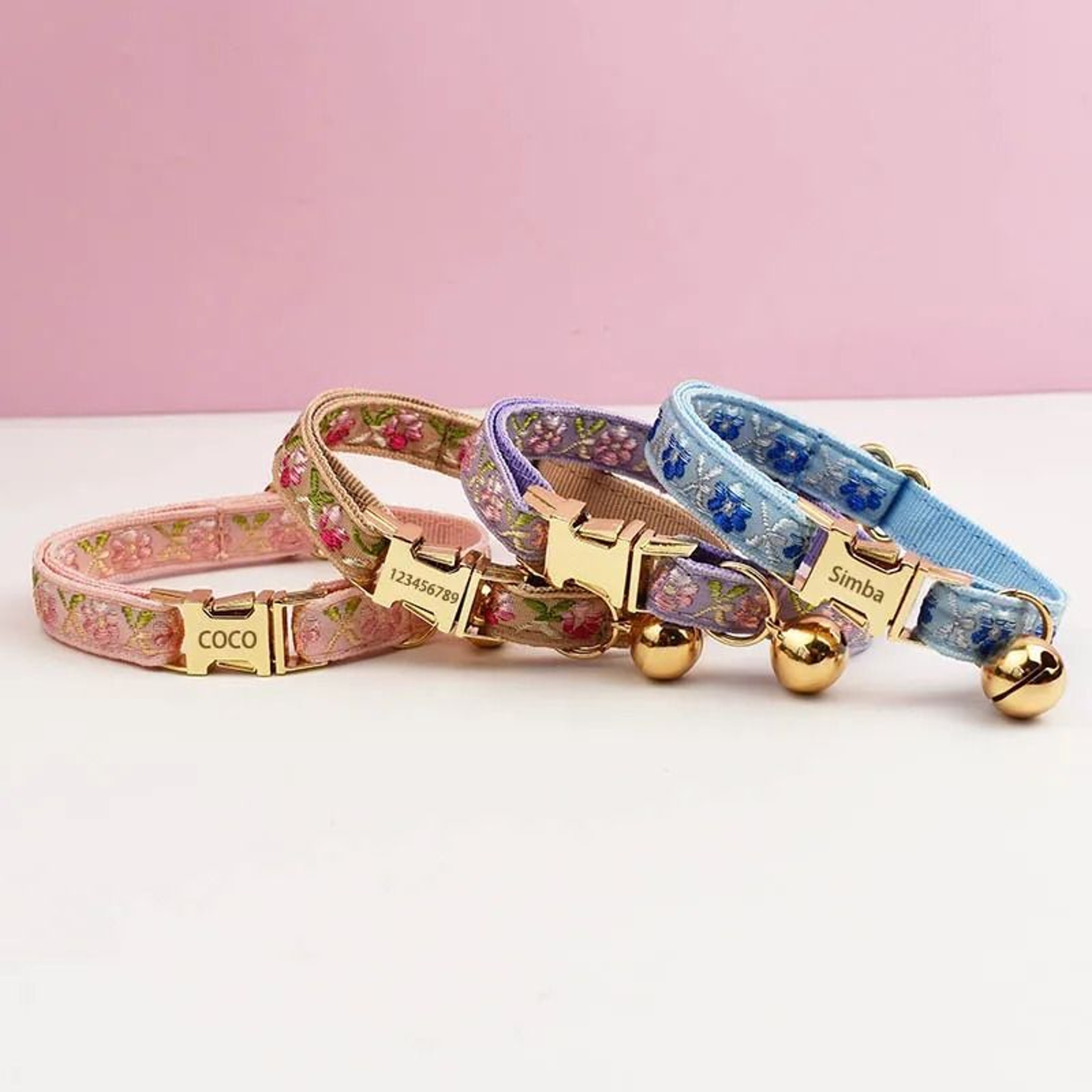 PetalPlush Personalized Safety Collar  Leash Set 4