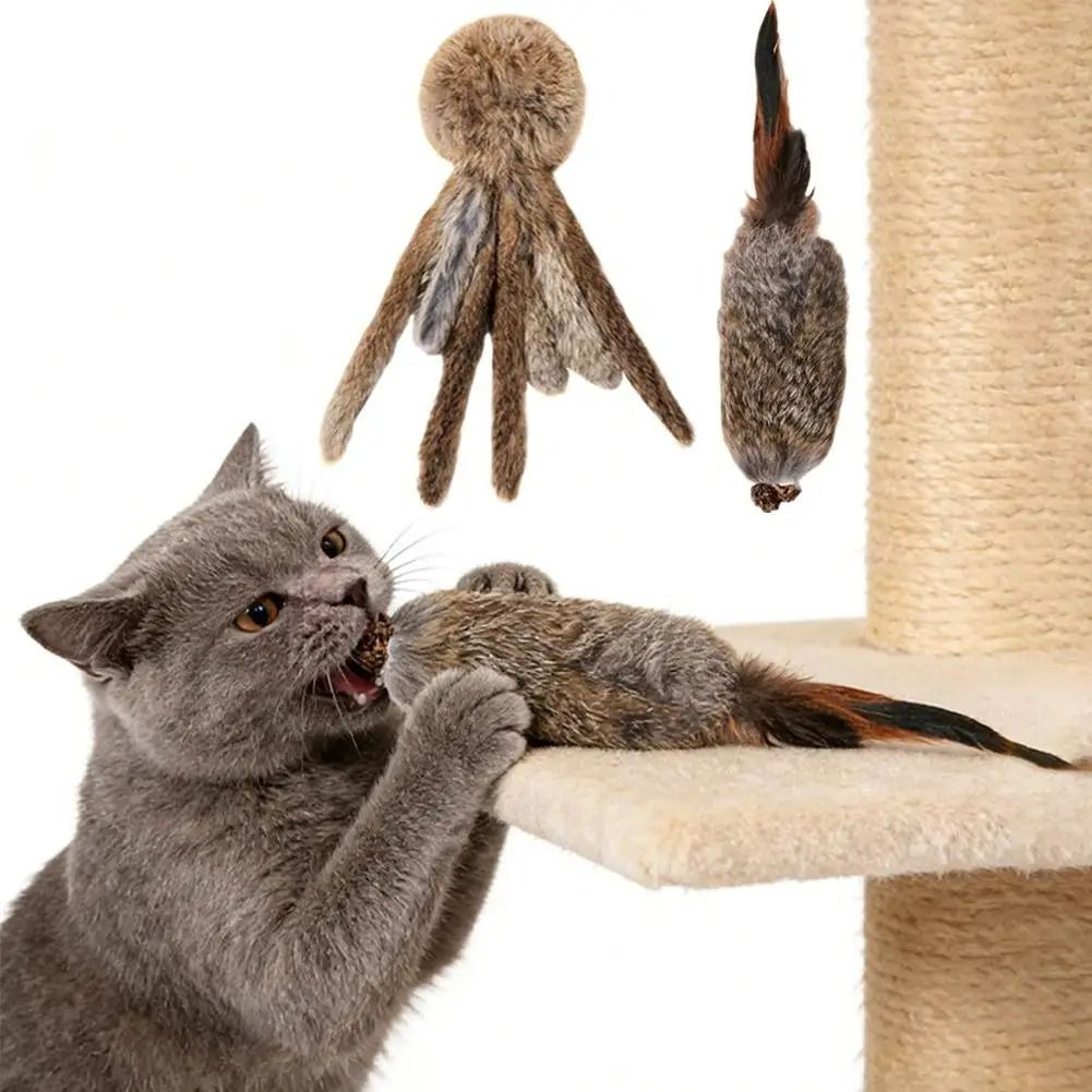 Faux Rabbit Fur Interactive Kicker Toy 4
